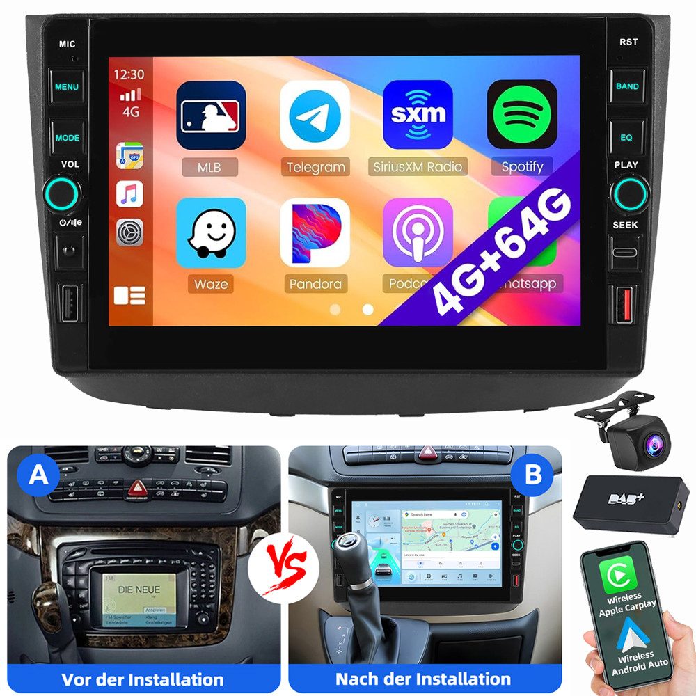 ESSGOO Für Mercedes Benz Vito Viano W639 Android 15 USB Type-C Autoradio (RDS, Digitalradio (DAB), FM)