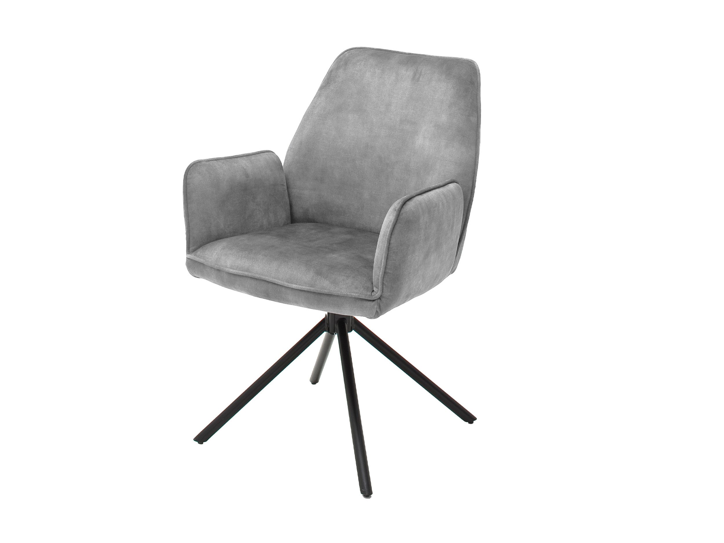 Massivart® Polsterstuhl drehbar, Esszimmerstuhl mit Armlehnen, »Ottawa«, Velouroptik • Metallgestell schwarz • mit Nivellierung