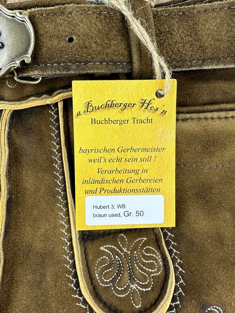 'Hubert Trachtenlederhose Gürtel, Ziegenvelours Braun 3' Leder Used mit Buchberger