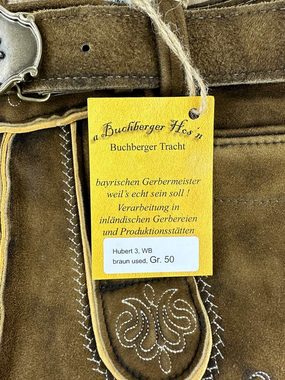 Buchberger Leder Trachtenlederhose 'Hubert 3' mit Gürtel, Ziegenvelours Braun Used