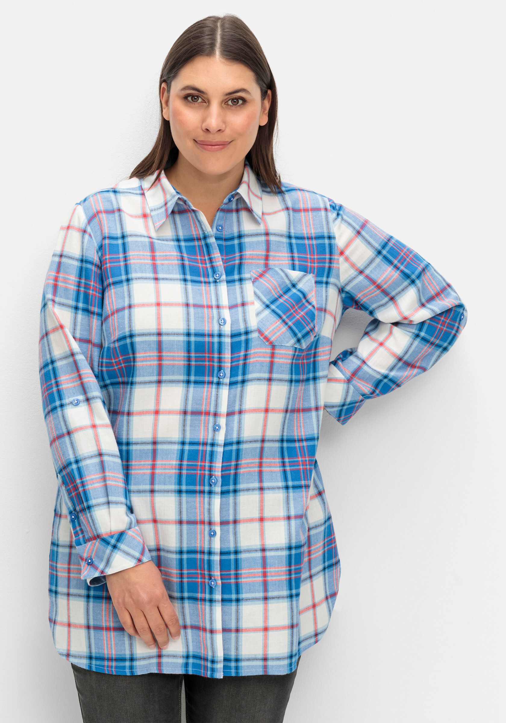 Sheego Klassische Bluse Flanellbluse . günstig online kaufen