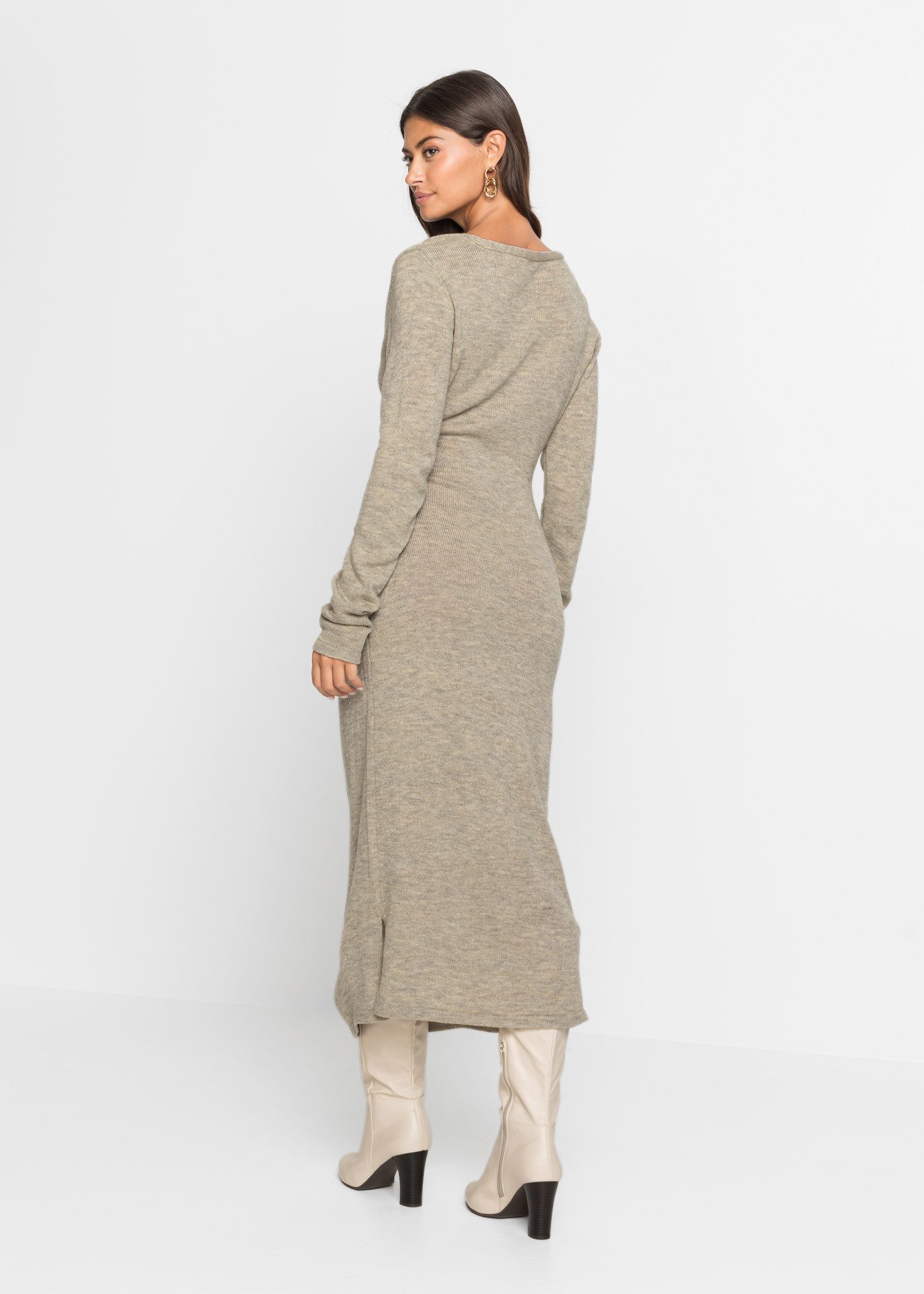bonprix Strickkleid mit modernem Wickel-Design, aus Polyacryl und Polyester günstig online kaufen