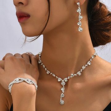 LAKKEC Schmuckset Halskette Armband Ohrringe Damen-Schmucksets Schmucksets Hochzeit, 3-tlg