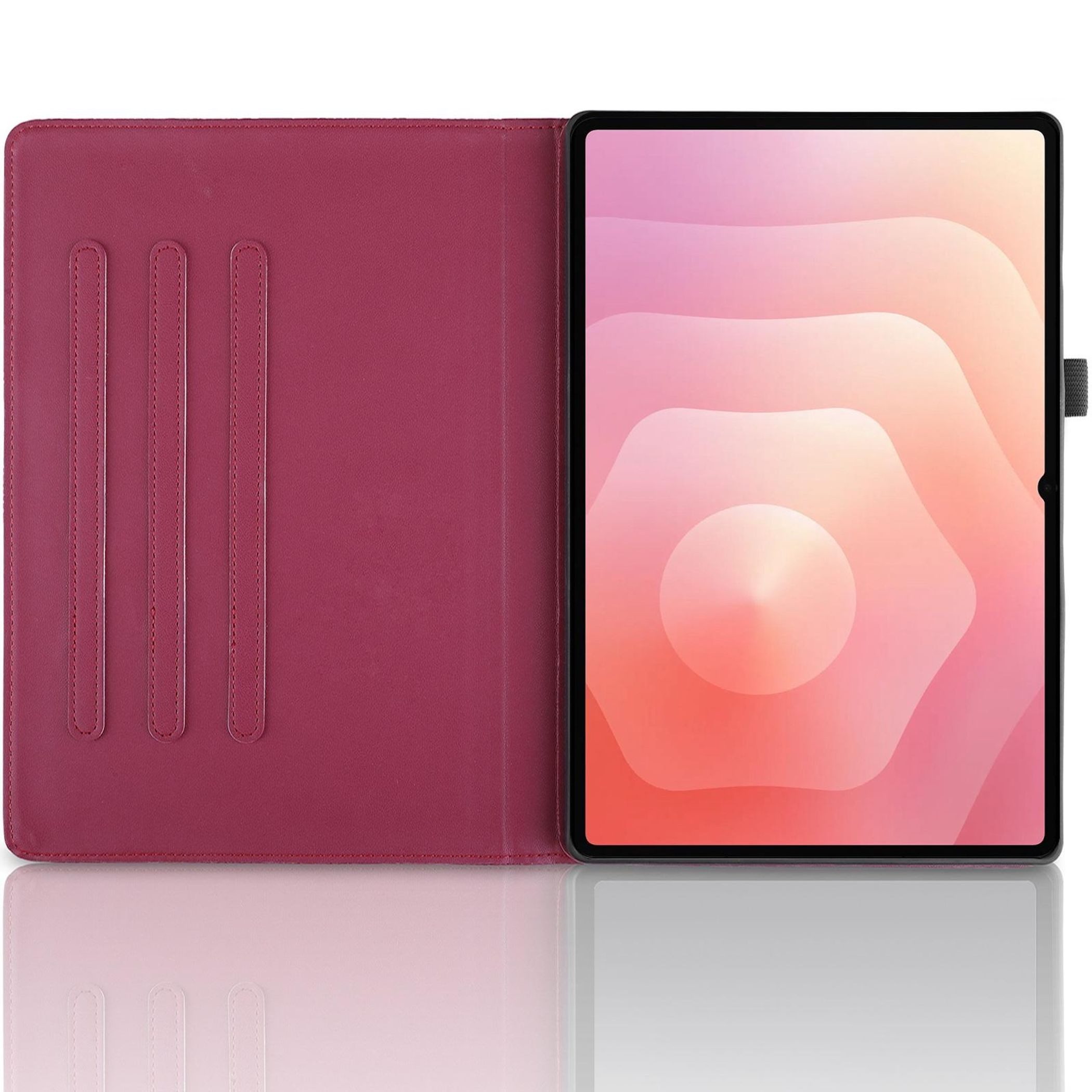 Wigento Tablet-Hülle Für Samsung Galaxy Tab S11 Ultra 360 Grad Baum Kunstleder Tasche Rot, 360° Drehfunktion, Baum des Lebens Motiv, Standfunktion