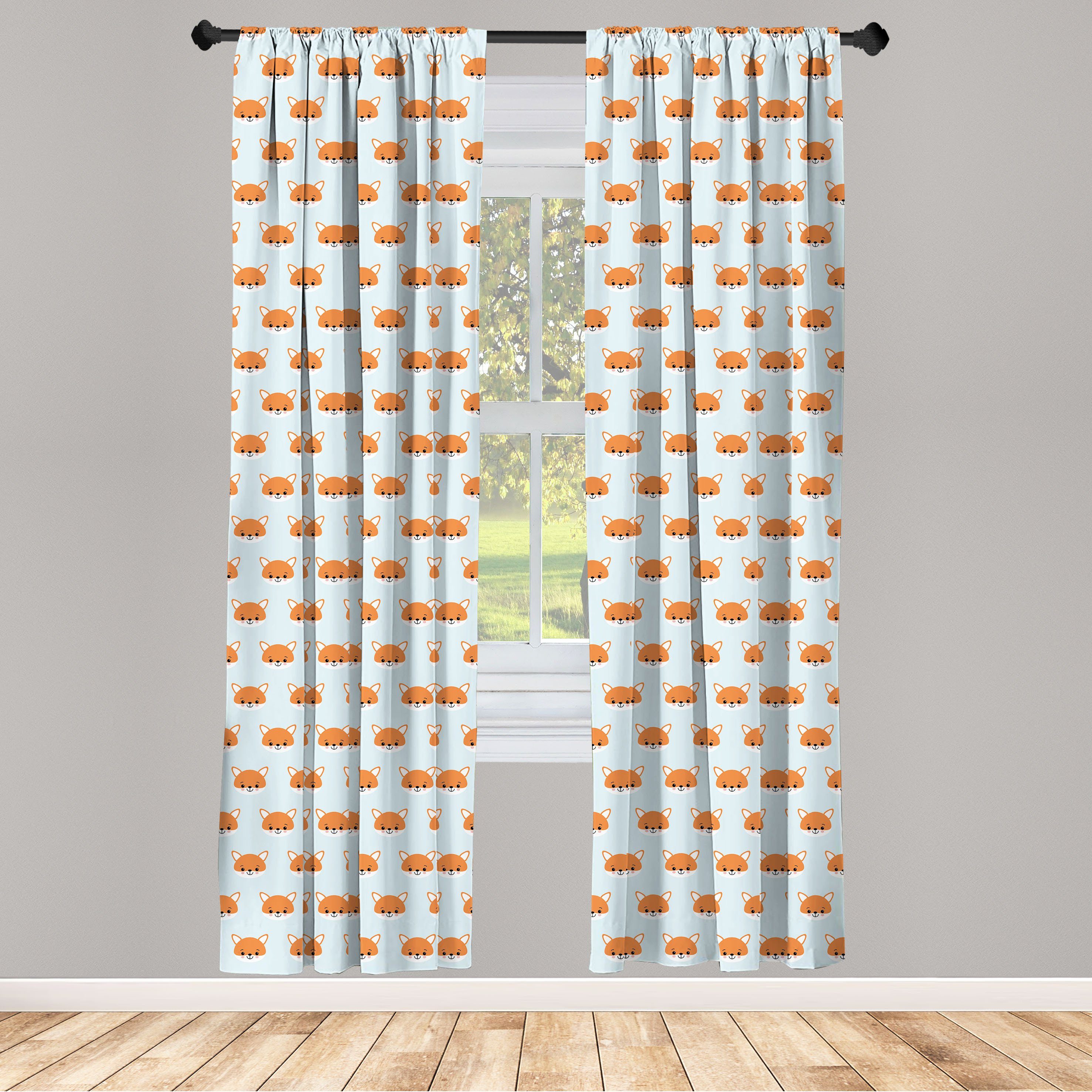 Gardine Vorhang für Wohnzimmer Schlafzimmer Dekor, Abakuhaus, Microfaser, Fuchs Nursery Baby-Tierkopf