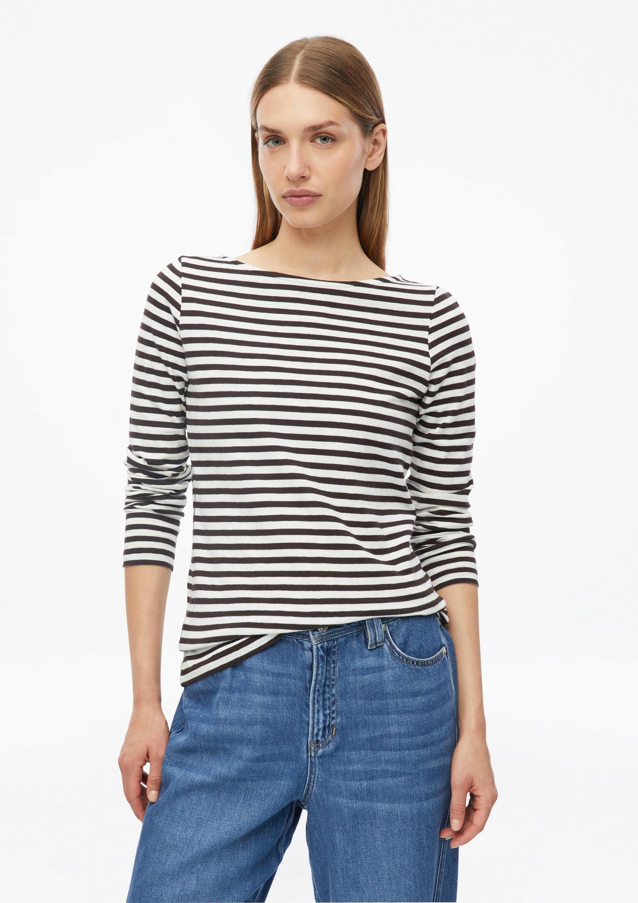 s.Oliver Langarmshirt T-Shirt Gestreiftes Langarmshirt aus Flammgarn mit U-Boot-Ausschnitt