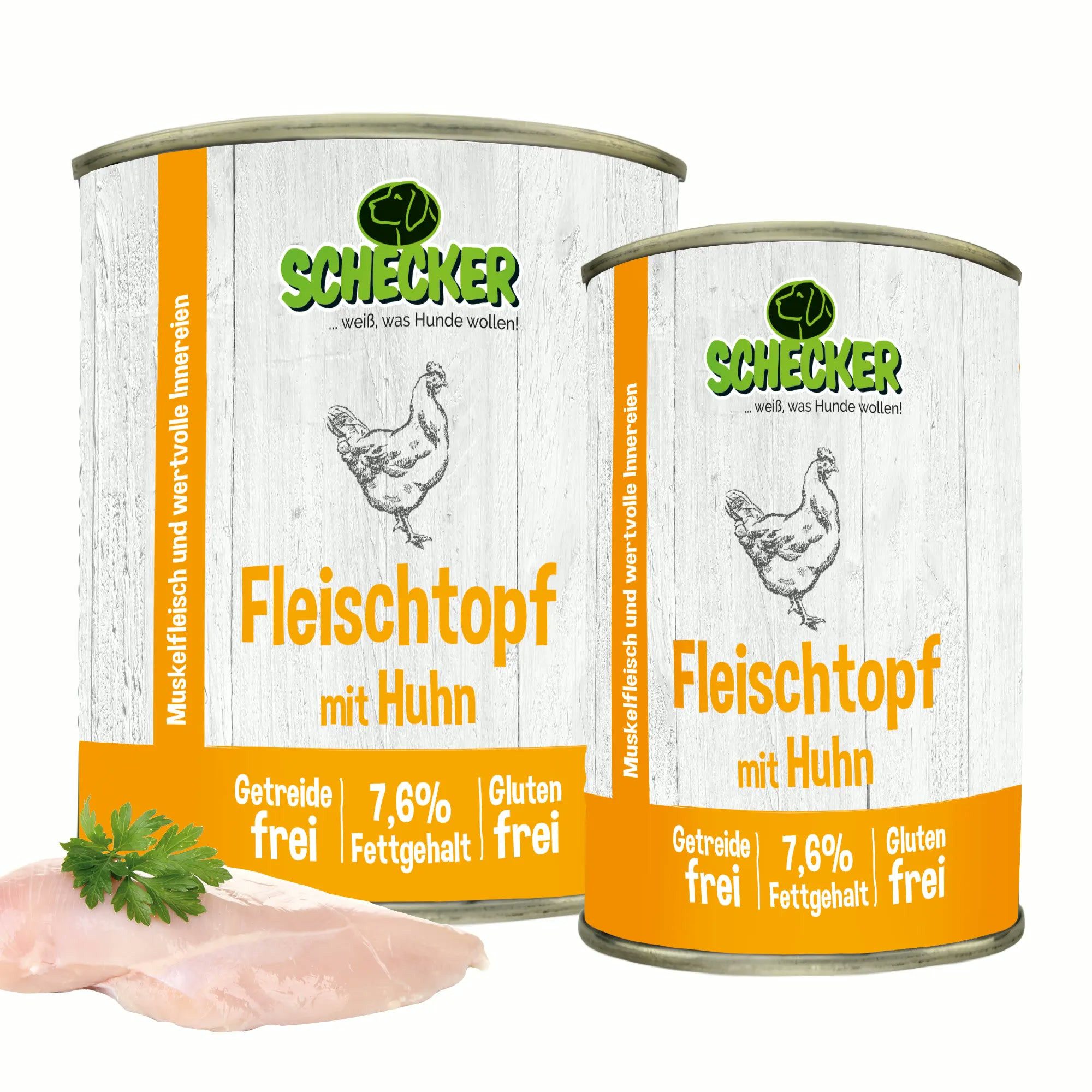 Schecker Schecker Nassfutter - Fleischtopf mit Huhn 820g Dosen Huhn, Nassfutter für: Hunde, ohne Zuckerzusatz, Farbstoffe, Konservierungsstoffe