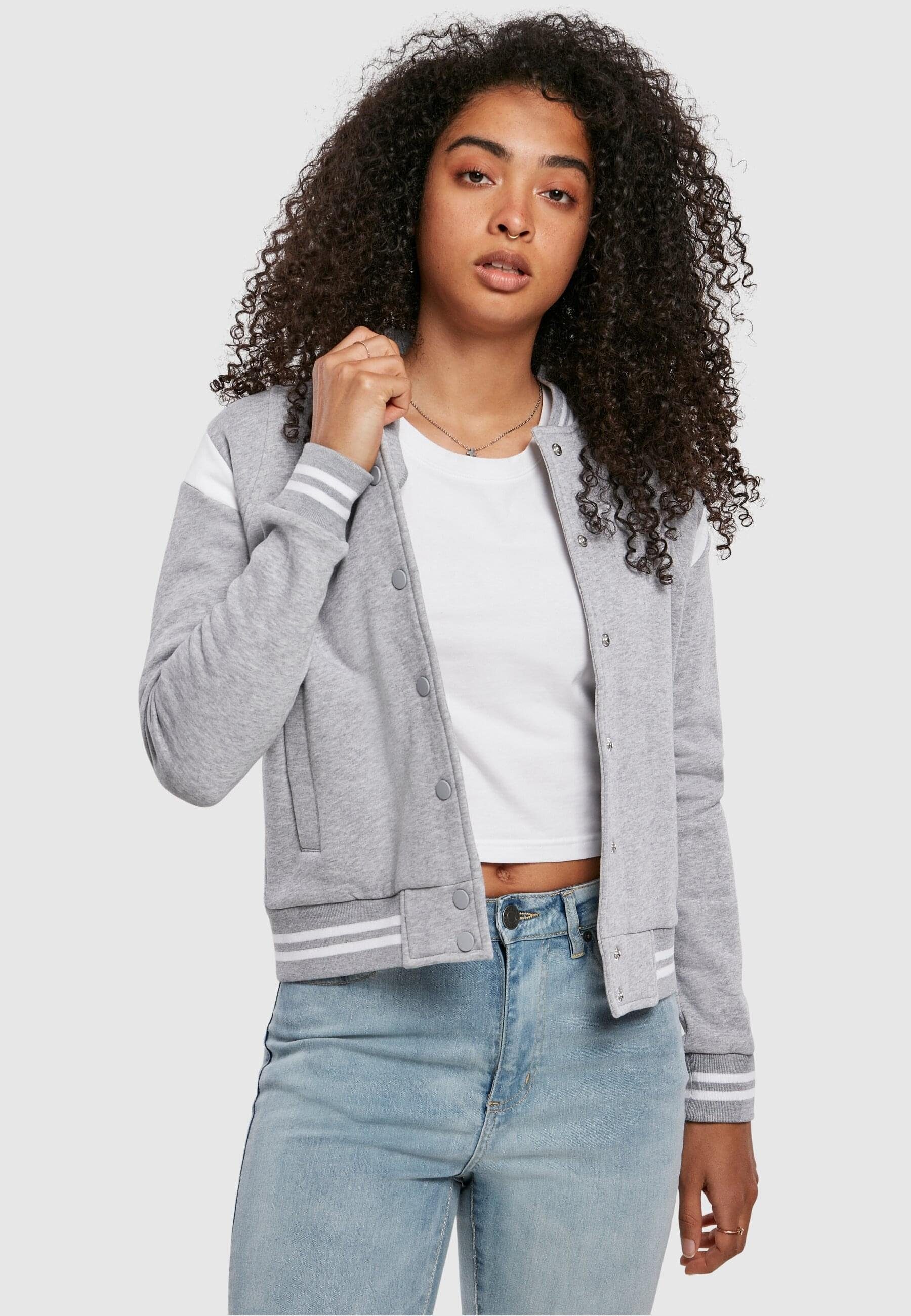 URBAN CLASSICS Collegejacke Inset Ladies (1-St) Organic College Jacket grey/white Sweat Damen