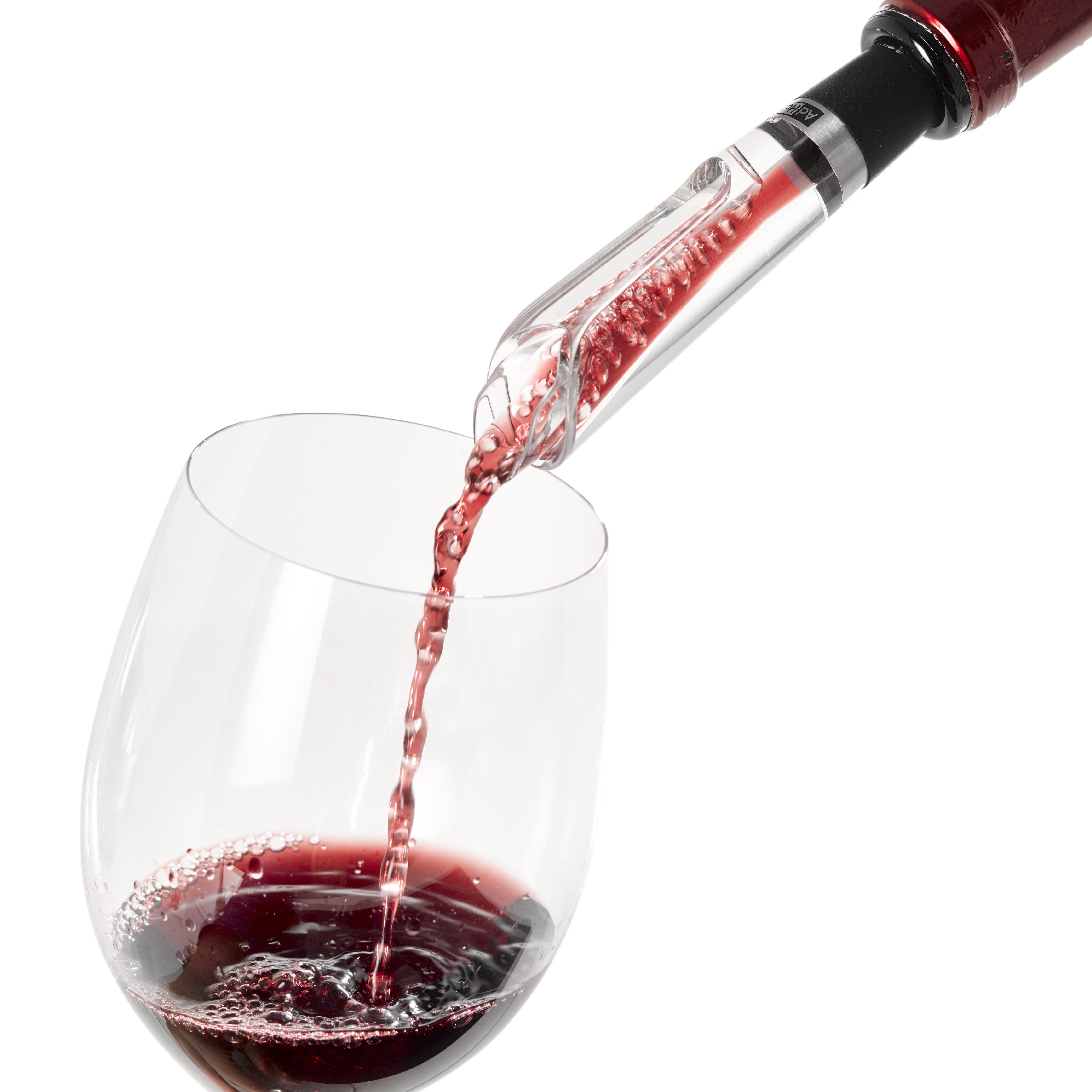 AdHoc Flaschenausgießer Wein-Genießer-Set Vine, 2-St., 2 tgl. Geschenkset inklusive Aufbewahrungsständer aus Holz