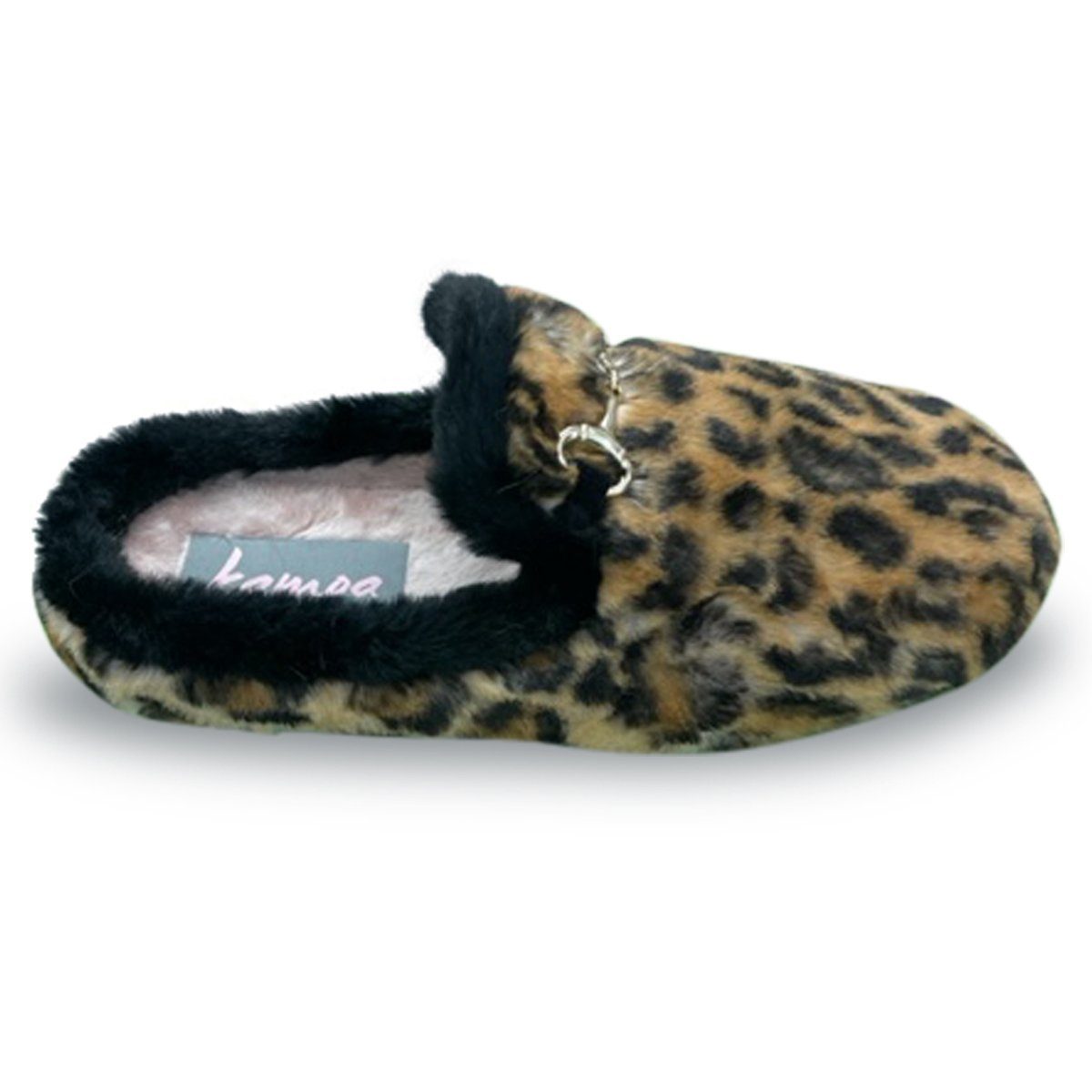SincereWay Damen Hausschuhe Kuhfell-Print - Rutschfest Mit Kunstfell
