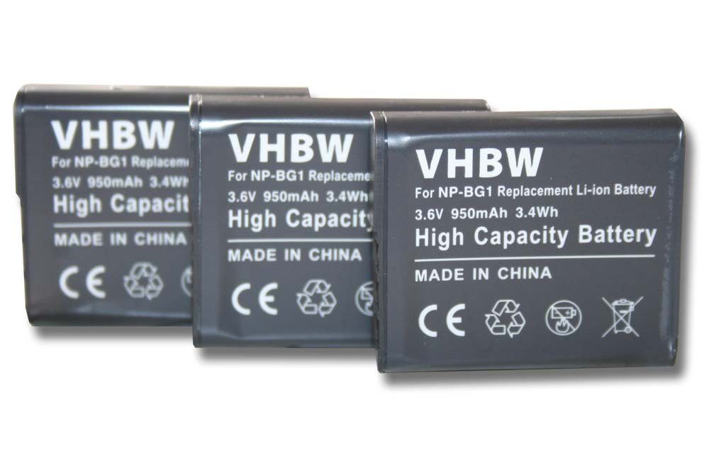 vhbw Ersatz für Sony NP-FG1, NP-BG1 für Kamera-Akku Li-Ion 950 mAh (3,6 V)