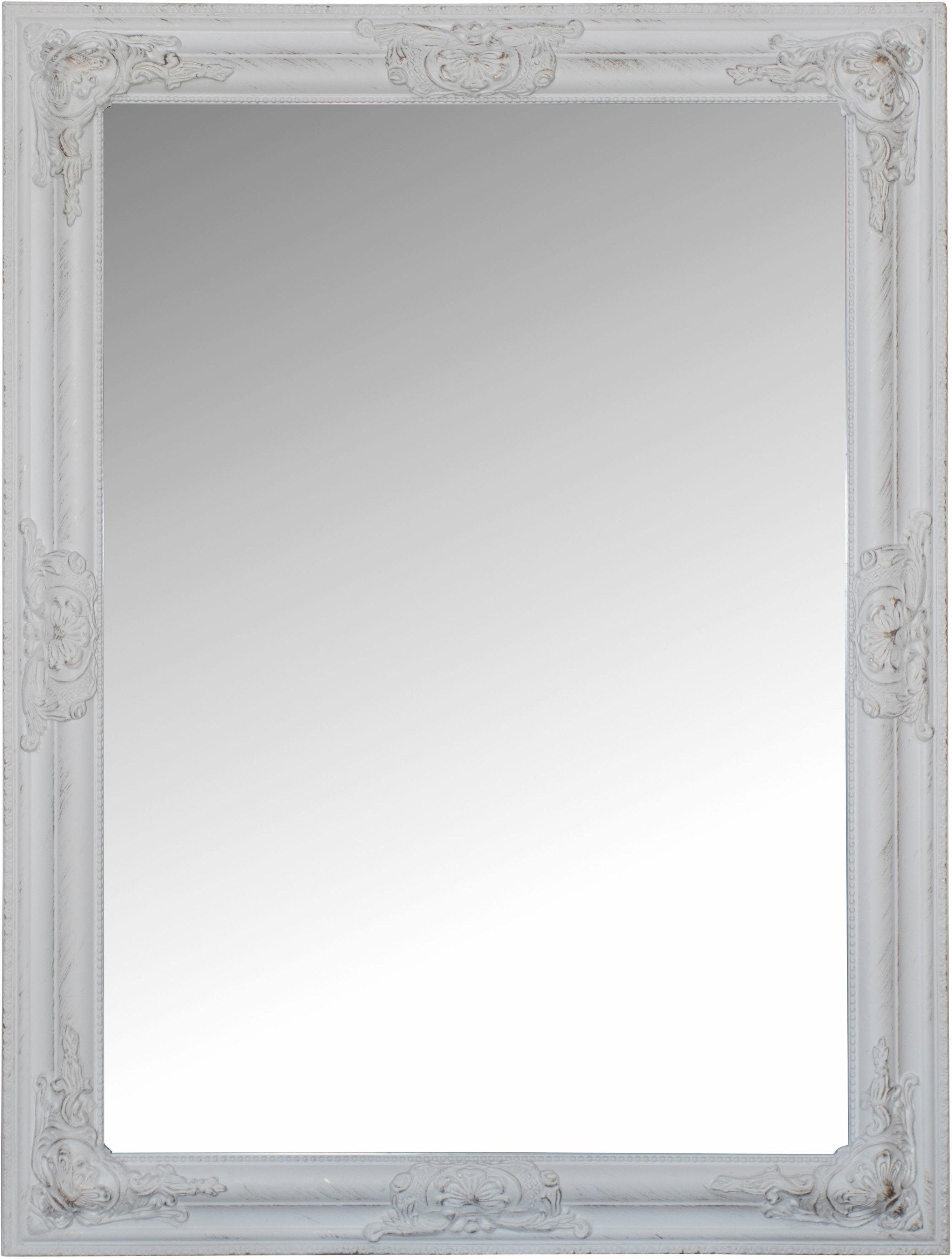 Myflair Möbel & Accessoires Wandspiegel Xub (1-St), weiß, rechteckig, Rahmen mit Antik-Finish, Spiegel mit Facettenschliff