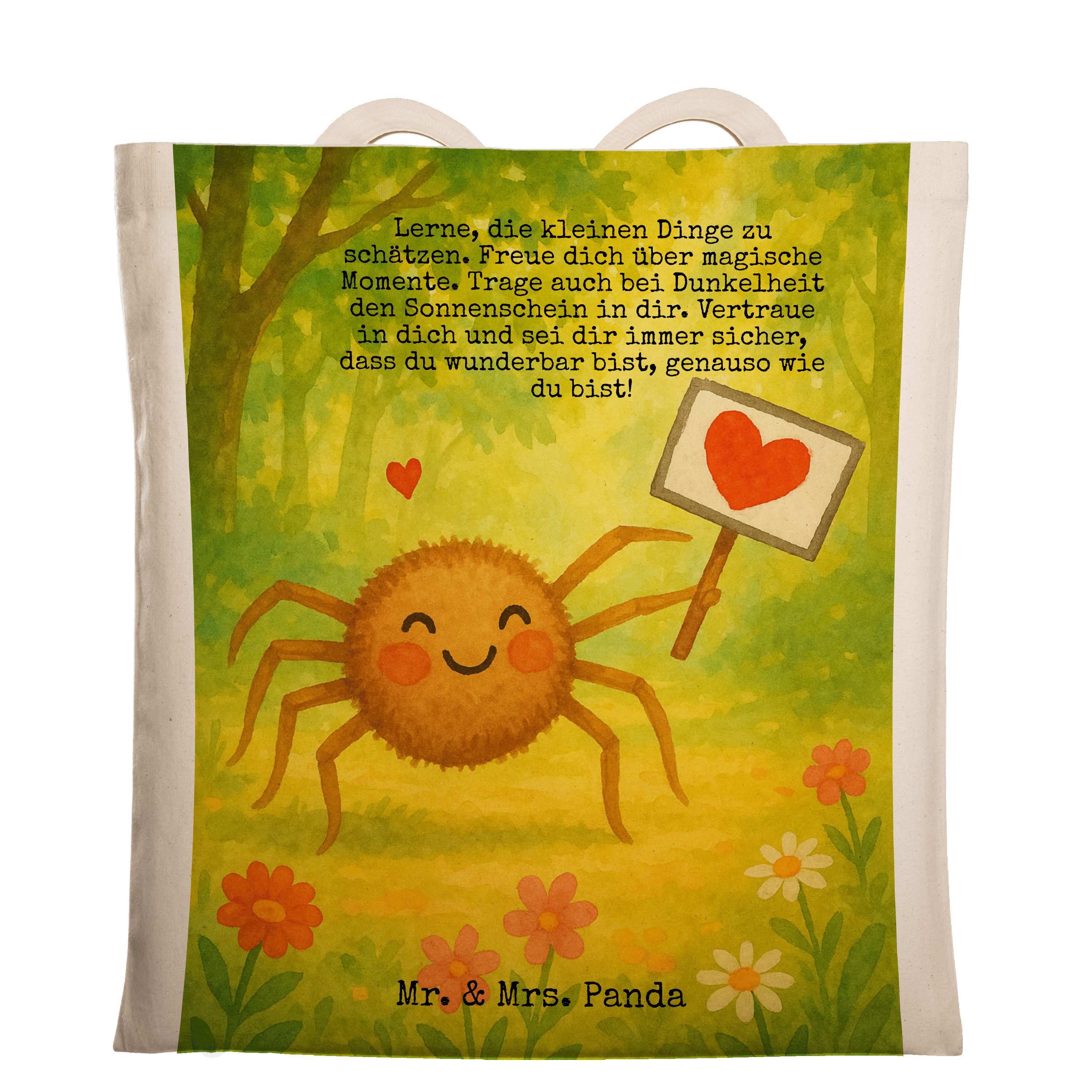 Tragetasche Spinne Agathe Motivation Design, Shopping Tasche, Weiß, Liebe, Jutebe