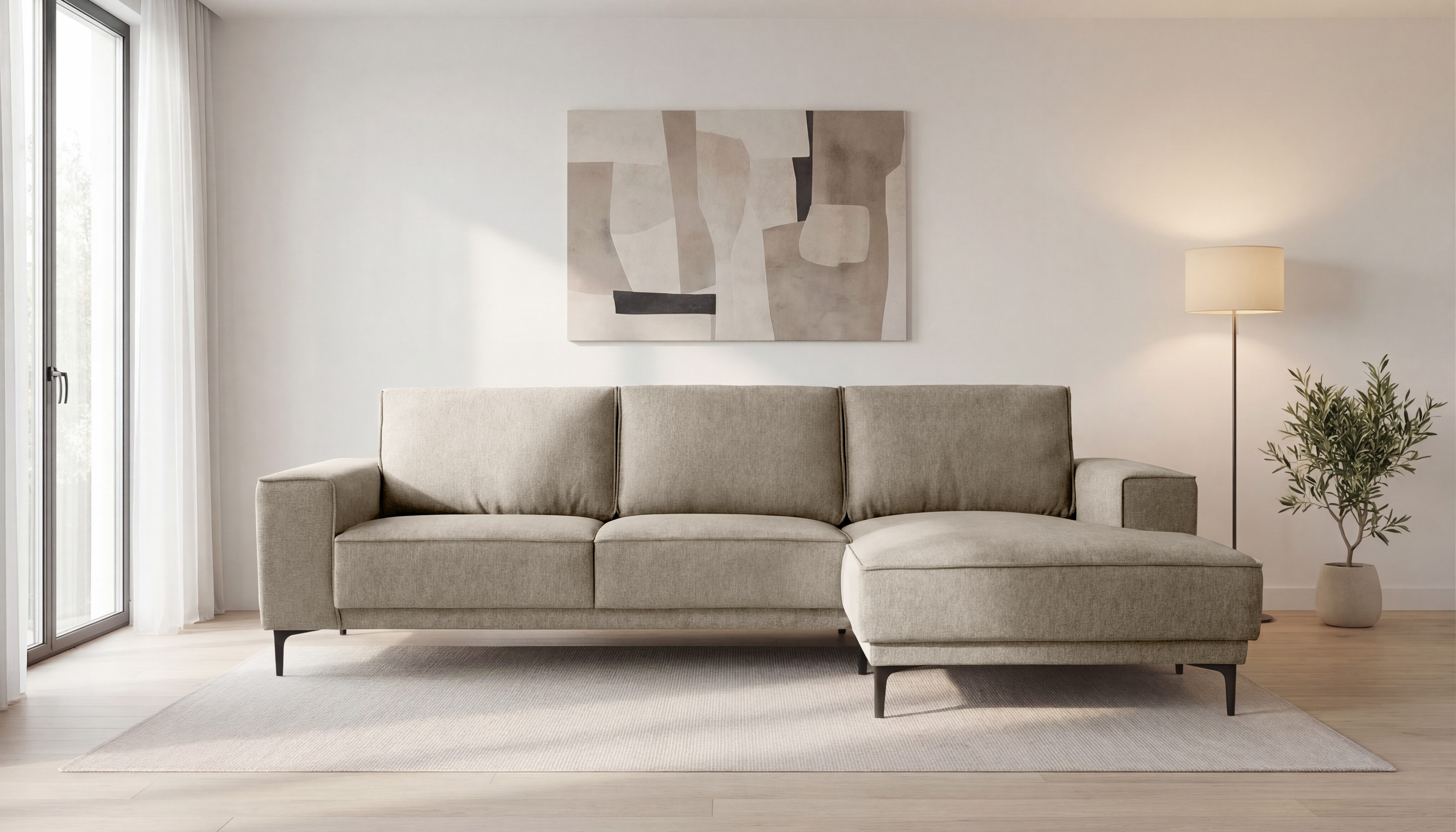 OTTO home Ecksofa OLAND Struktur L-Form, B: 280 cm, Skandi-Design