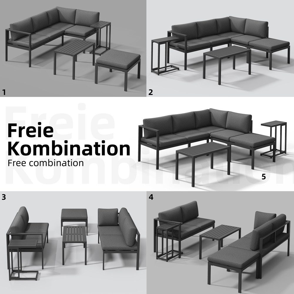 Mucola Sitzgruppe Ecksofa Aluminium Essgruppe wetterfest Ecklounge Beistell günstig online kaufen