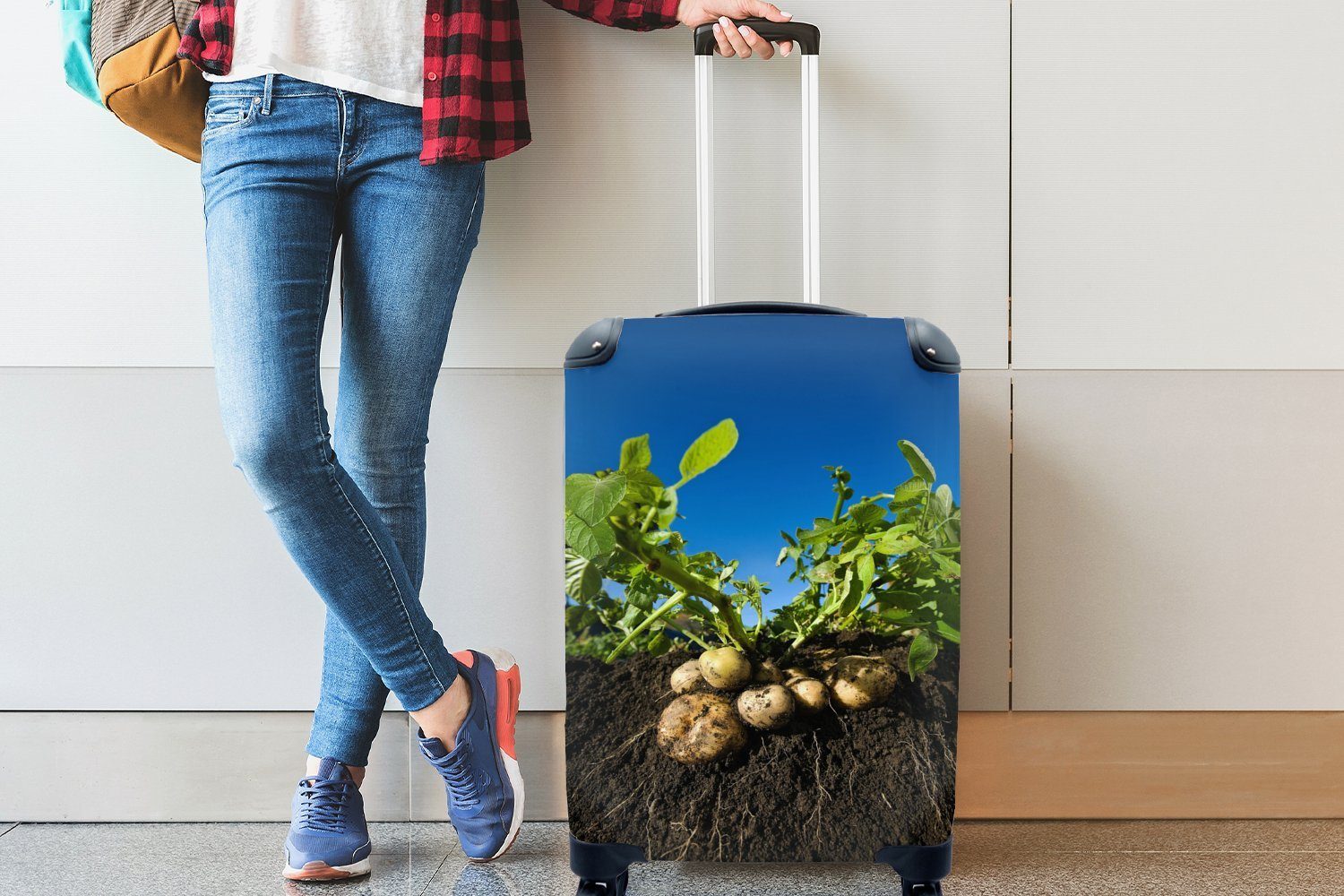 Reisekoffer Pflanzen rollen, Kartoffel mit MuchoWow Reisetasche 4 Trolley, Ferien, Handgepäck - für Schlamm Handgepäckkoffer Rollen, Blätter, - -