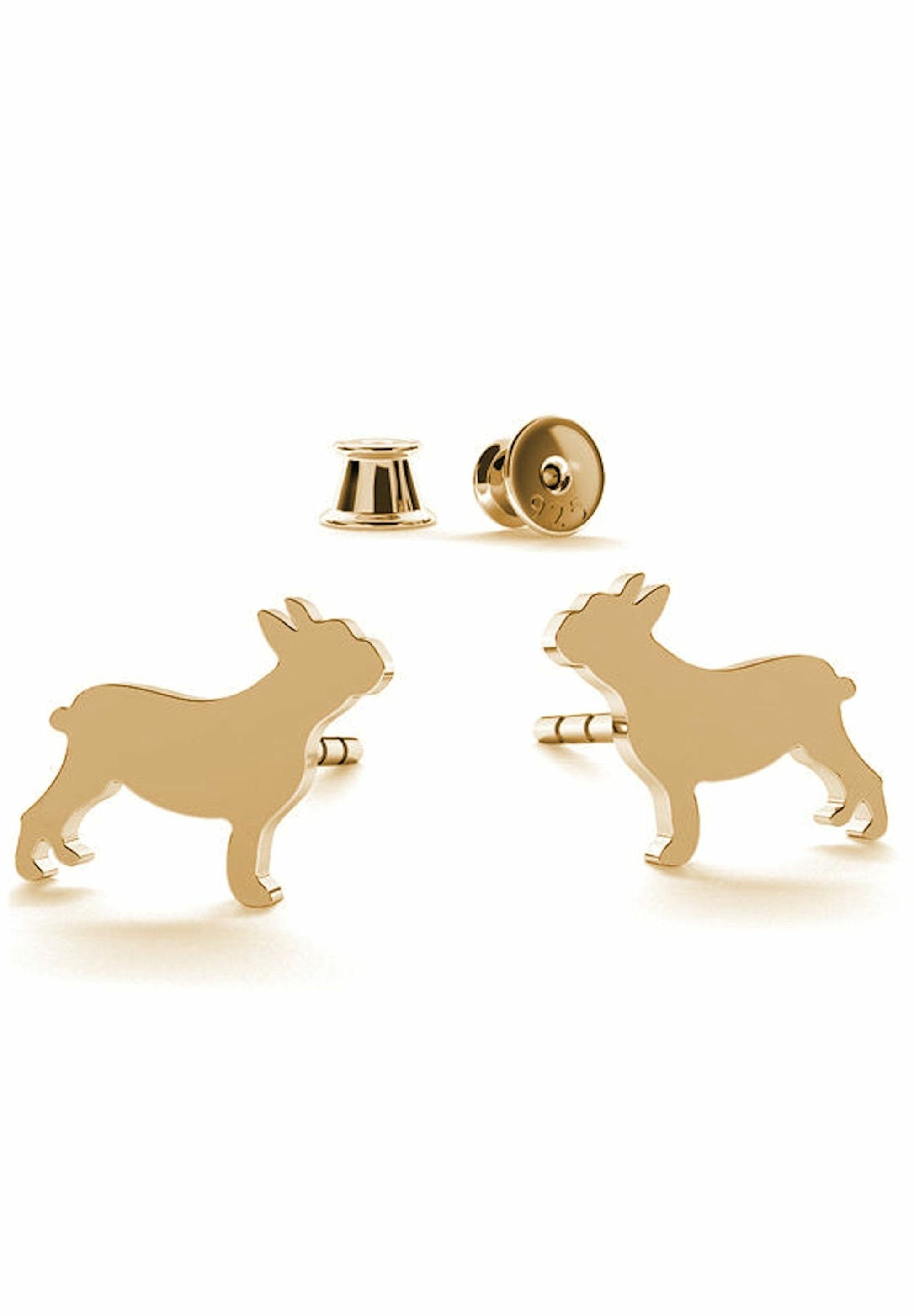MOPS Gemshine Hund coloured Ohrhänger gold Paar BULLDOGGE FRANZÖSISCHE