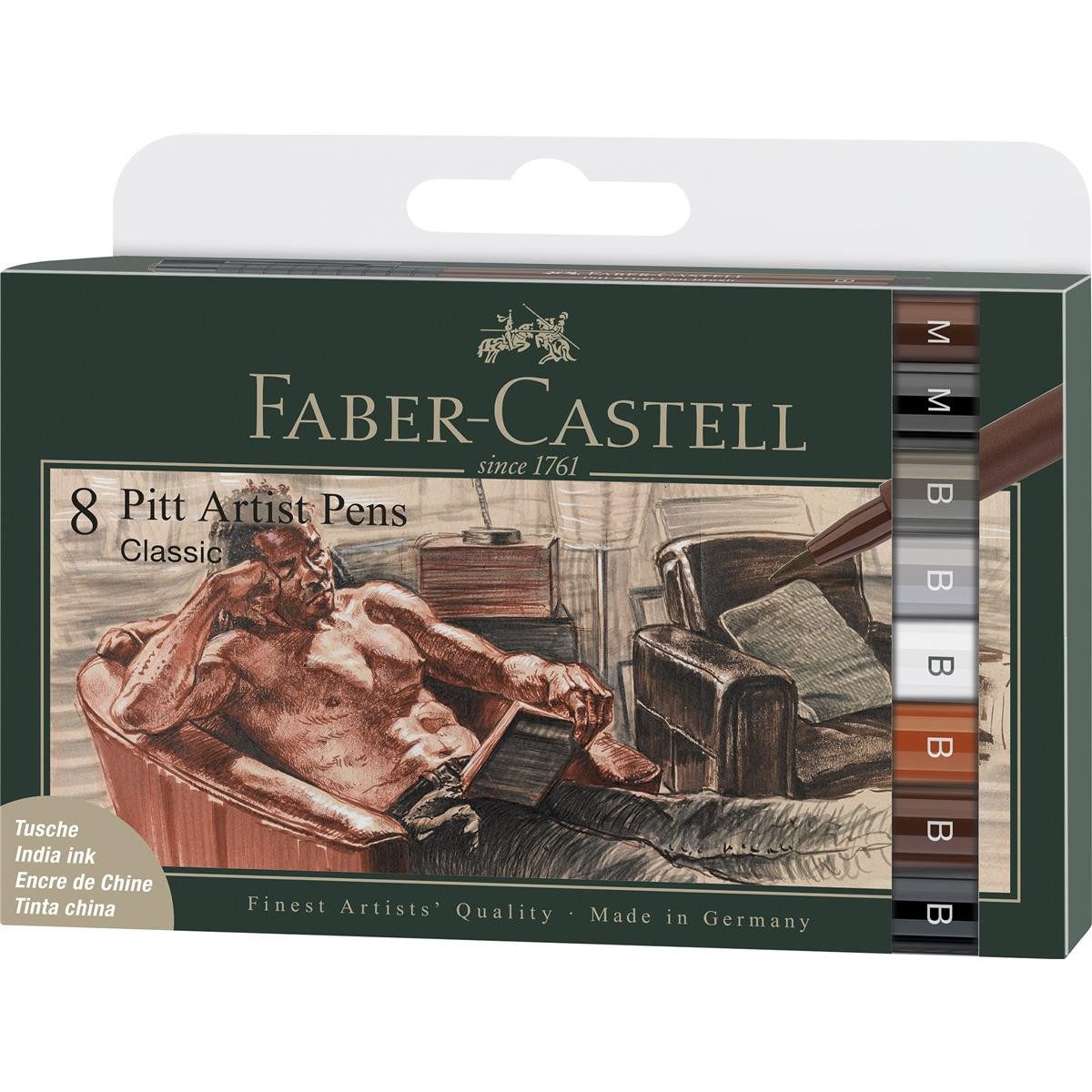 Faber-Castell Künstlerstift Faber-Castell Pitt Artist Pen Tintenschreiber - Classical - 8er Etui