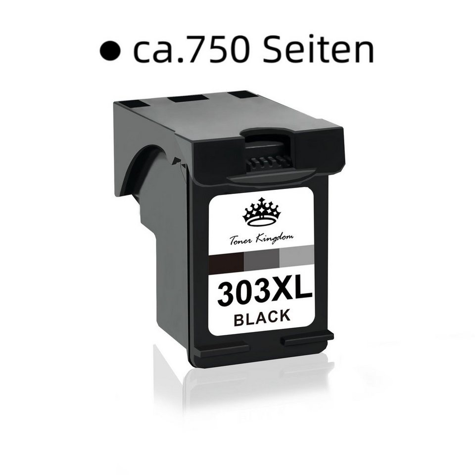 Toner Kingdom (750 Seiten) 1 Schwarz XXL Druckerpatronen für HP 303 XL 303XL  Tintenpatrone (Envy Photo 6230 6258 7120 7130, 7832 7855 7858 7864 Tango,  Tango X Drucker)