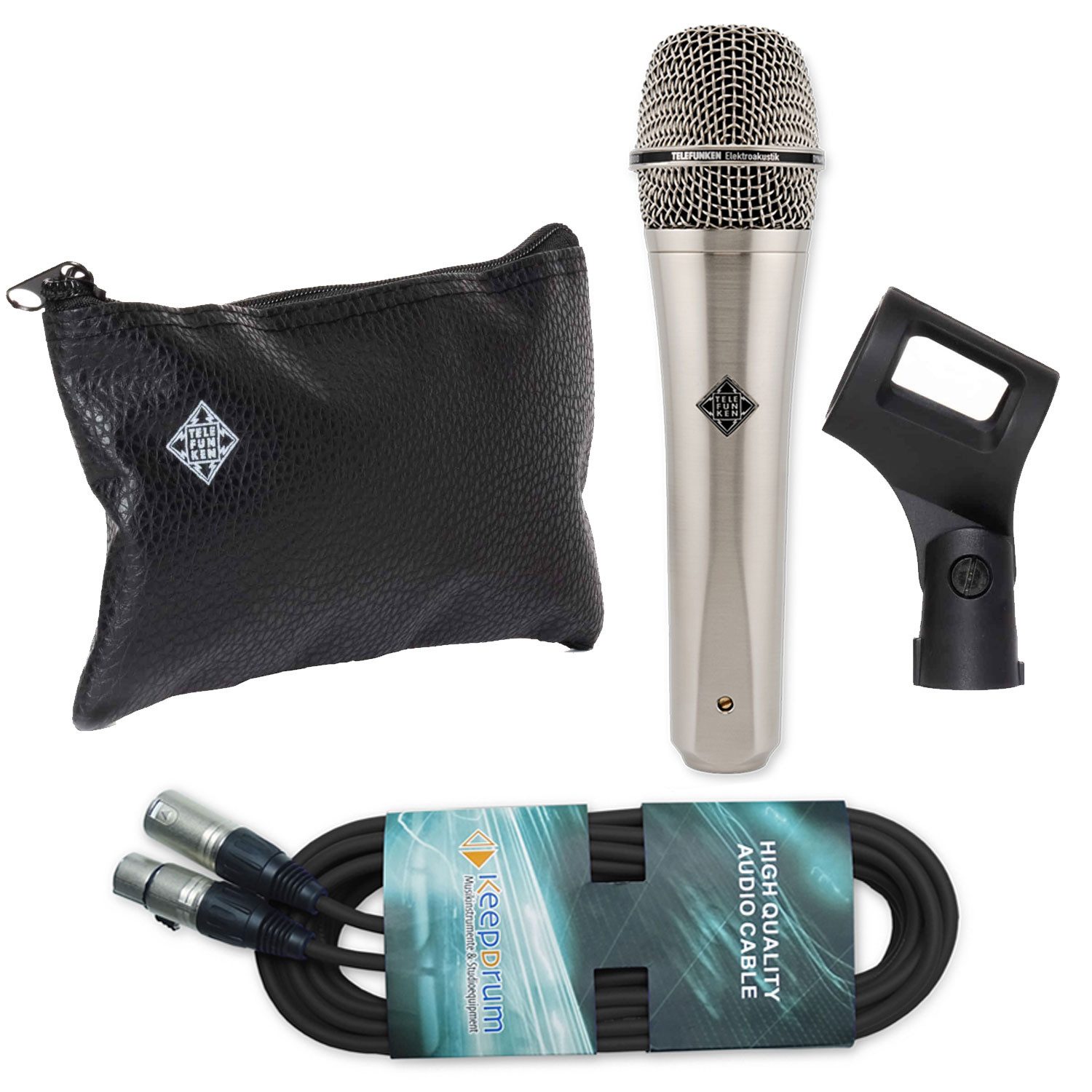 Telefunken Elektroakustik Mikrofon Telefunken Mikrofon M80 Satin Chome mit XLR-Kabel (Superniere), Vorteils-Set mit XLR-Kabel