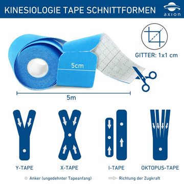 Axion Kinesiologie-Tape PRECUT 3er Mix-Set, je 20 Stück, 25 x 5 cm - schwarz, blau, beige (Set, 3-St) wasserfest • hautfreundlich • elastisch, selbstklebend • Physio-Tape