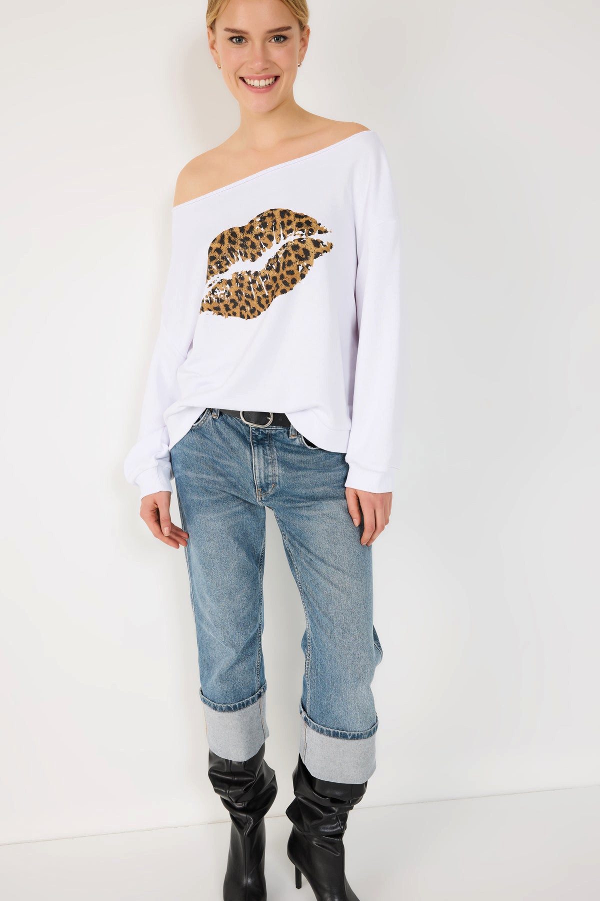 No Matter What Sweatshirt Leopardenmuster Lippenabdruck günstig online kaufen