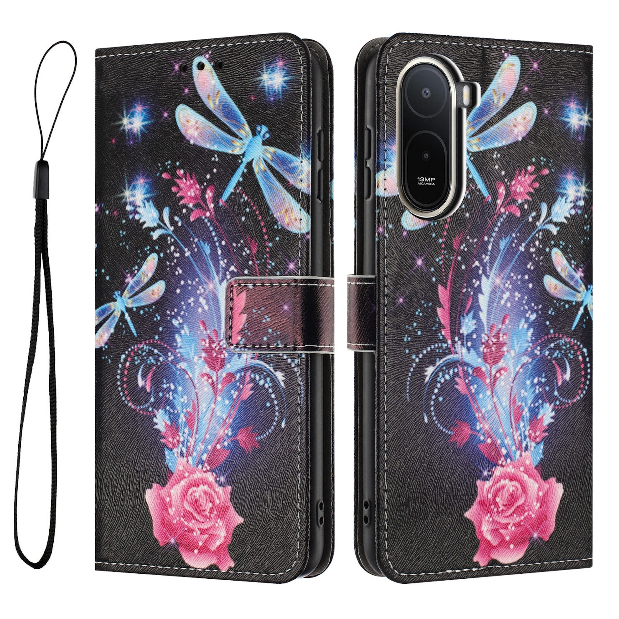 Wigento Handyhülle Klapphülle für Xiaomi Redmi A7 Pro Kunstleder Book Wallet Motiv 6,9 Zoll, Kartenfächer, Standfunktion