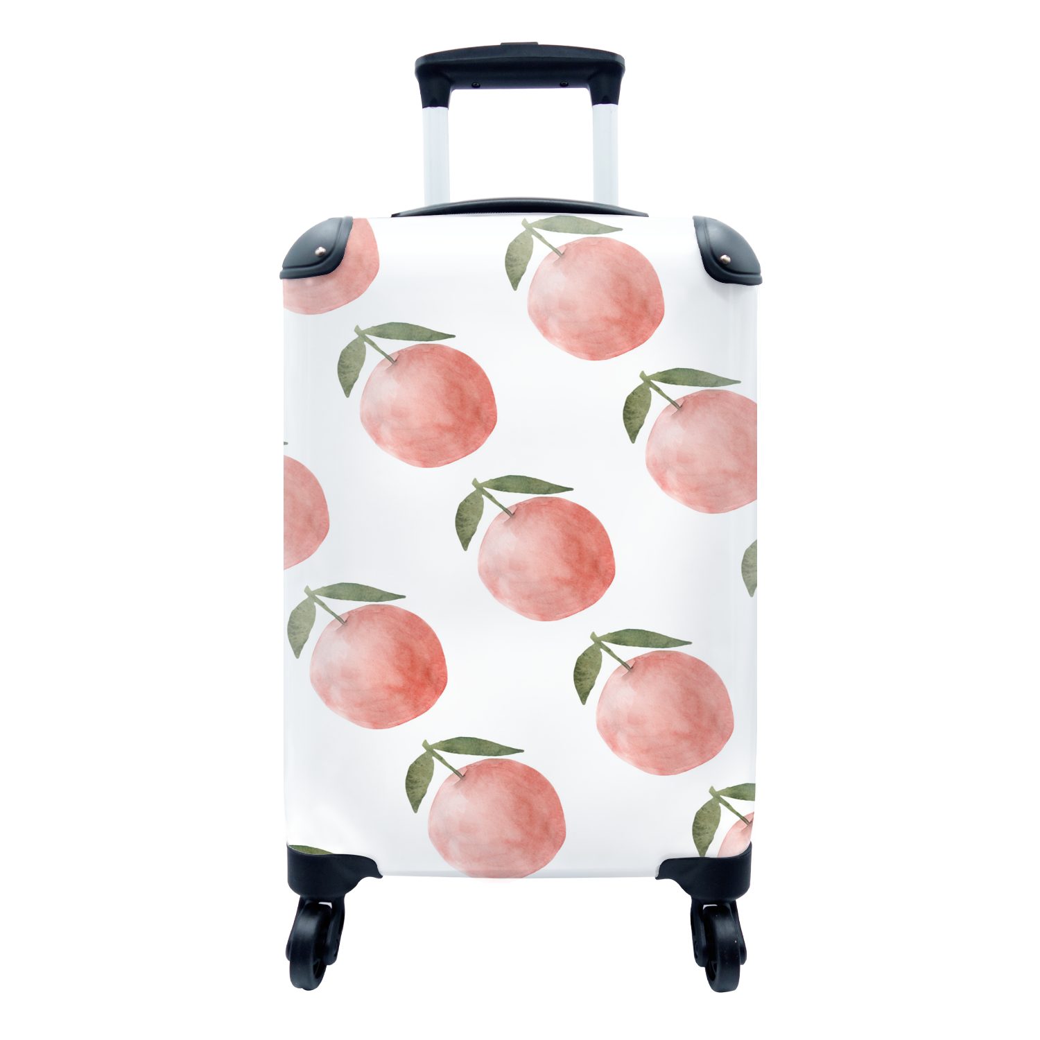 Obst - mit Reisekoffer Handgepäck Reisetasche Weiß, rollen, Rollen, Handgepäckkoffer für Ferien, MuchoWow - Trolley, 4 Äpfel