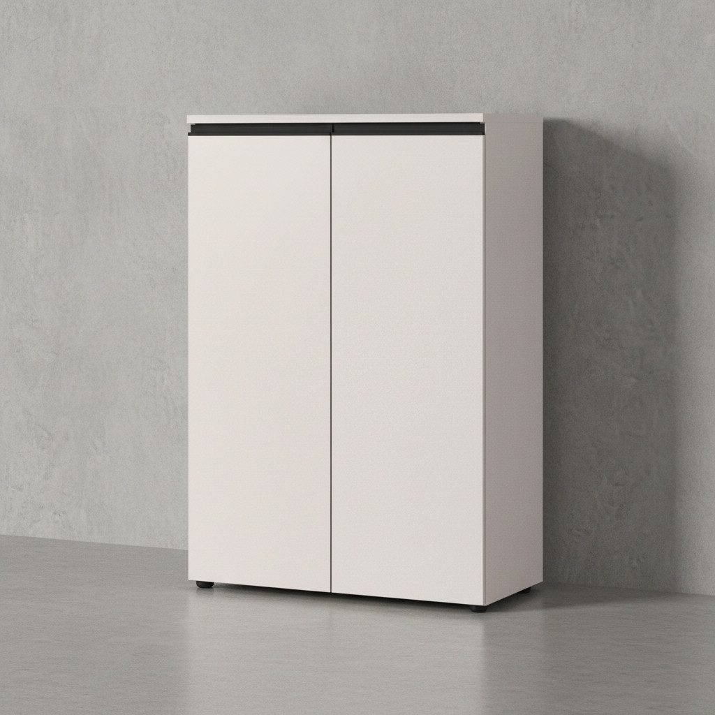 KADIMA DESIGN Aktenschrank Aktenschrank 2-türig Soft-Close 3 Ordnerhöhen 81x120x40cm Büroschrank (Mehrzweckschrank, Büromöbel modern, Kommode Büro, Ordnerschrank) Styroporfrei, Made in Germany, Serie "Stuttgart", Melaminbeschichtung