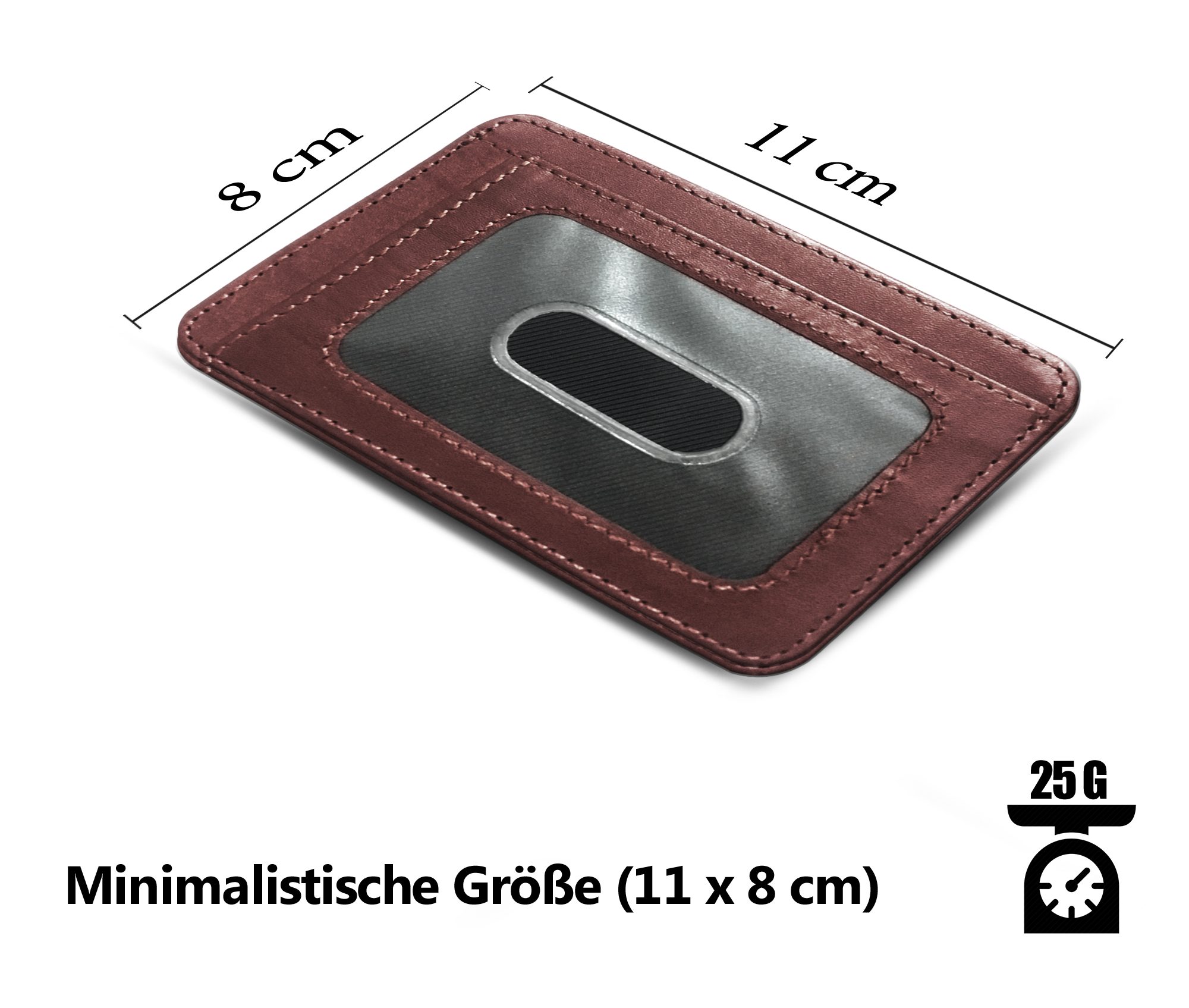 Wrischan Kartenetui 100% Echtleder Kartenetui SEHR Slim und FLACH Kreditkartenetui (Slim Wallet), Kartenhalter für bis zu 12 Kreditkarten, Brieftasche, Mini Geldbörse