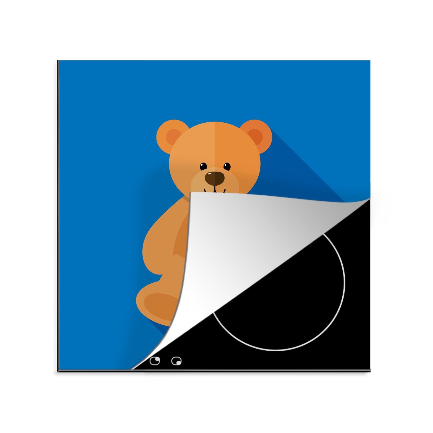 MuchoWow Herdblende-/Abdeckplatte Illustration eines Teddybären für Kinder, Vinyl, (1 tlg), 78x78 cm, Ceranfeldabdeckung, Arbeitsplatte für küche