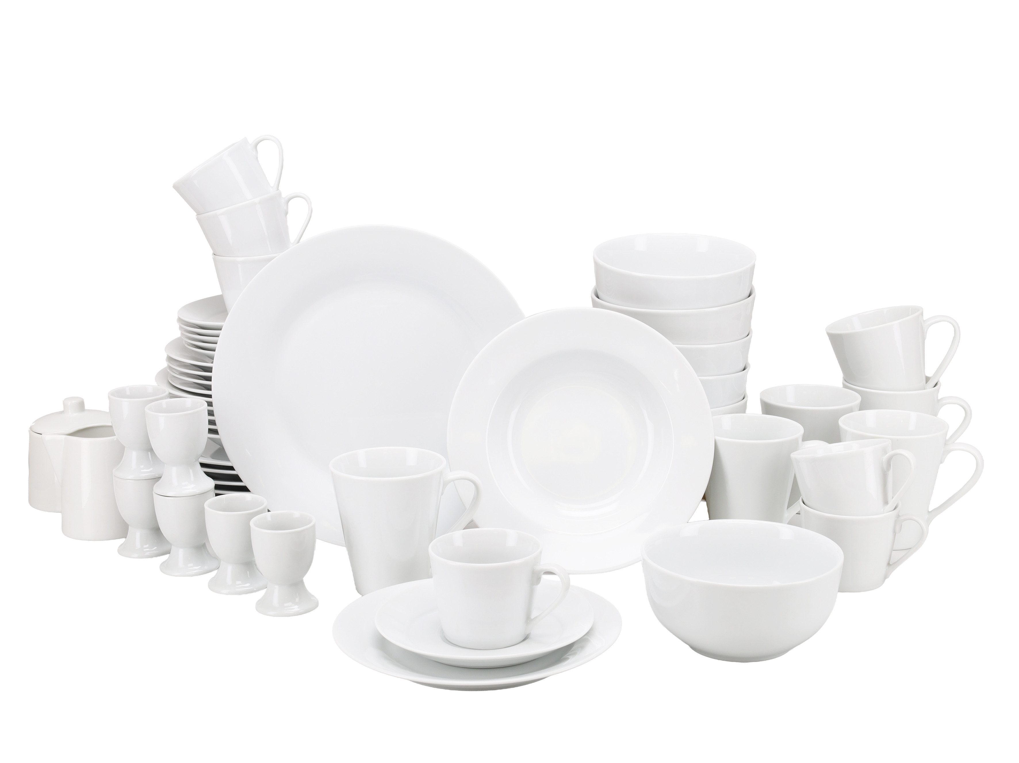 OTTO home Geschirr-Set Babbette (50-tlg), 6 Personen, Porzellan, Moderne Optik, Zeitloses Design, Beliebig kombinierbar