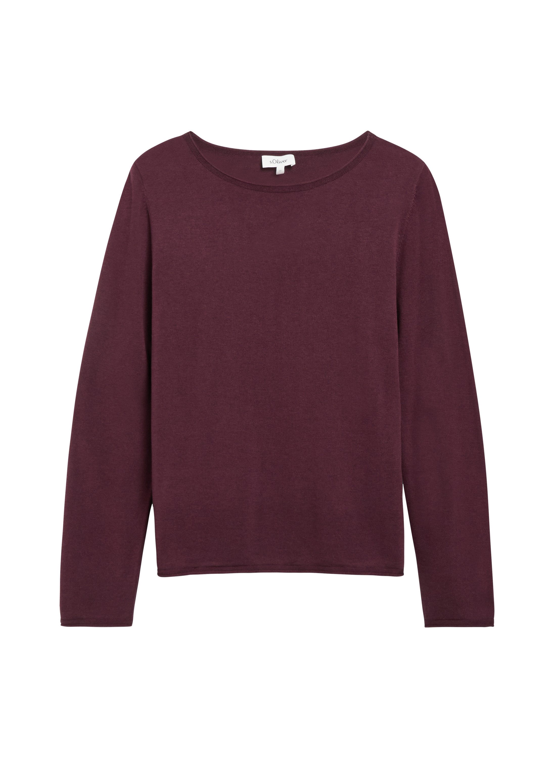 s.Oliver Longpullover Strickpullover Feinstrickpullover mit Rollkanten