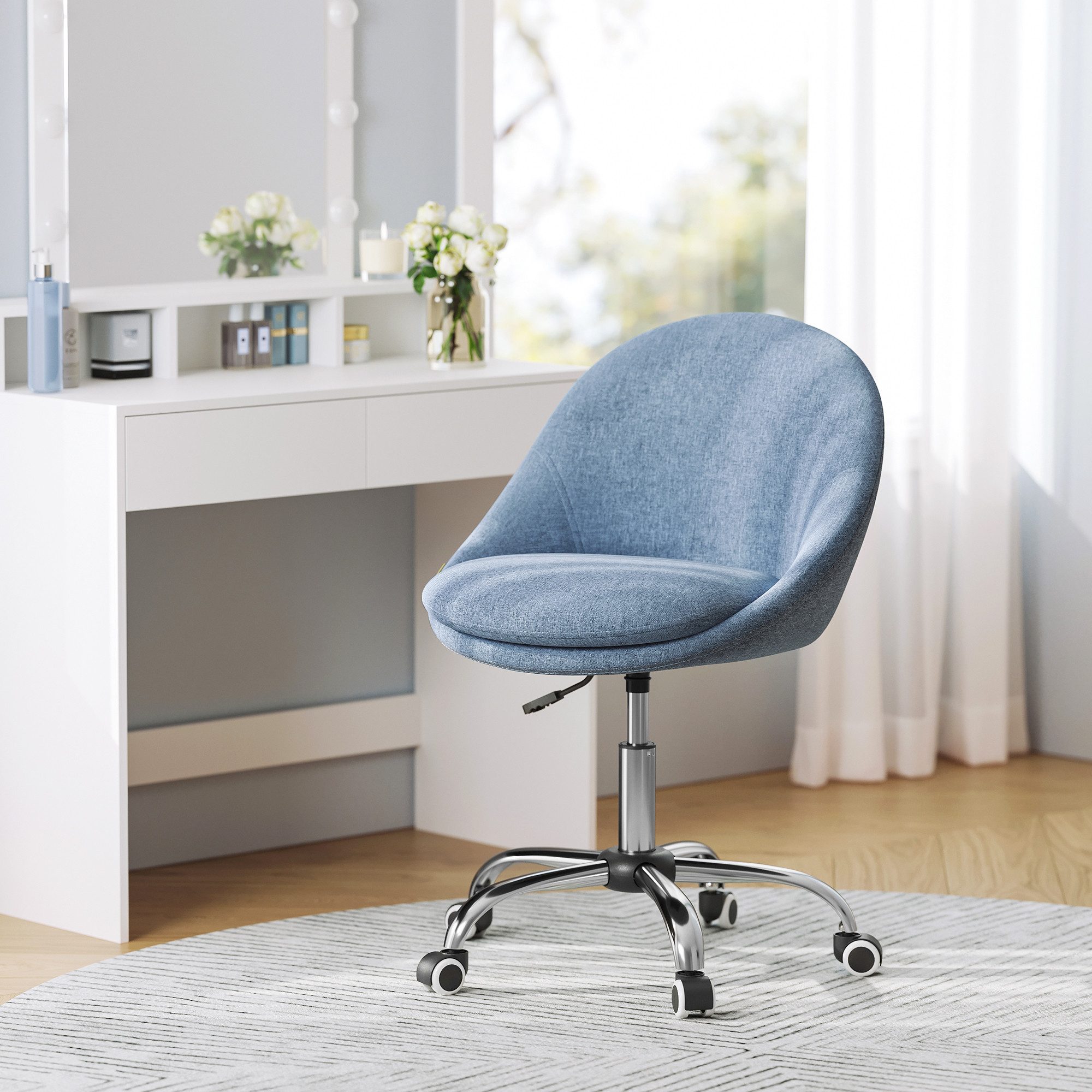 SONGMICS Bürostuhl (1 St), Schreibtischstuhl, aus Baumwoll-Leinen-Mischgewebe, für Schminktisch