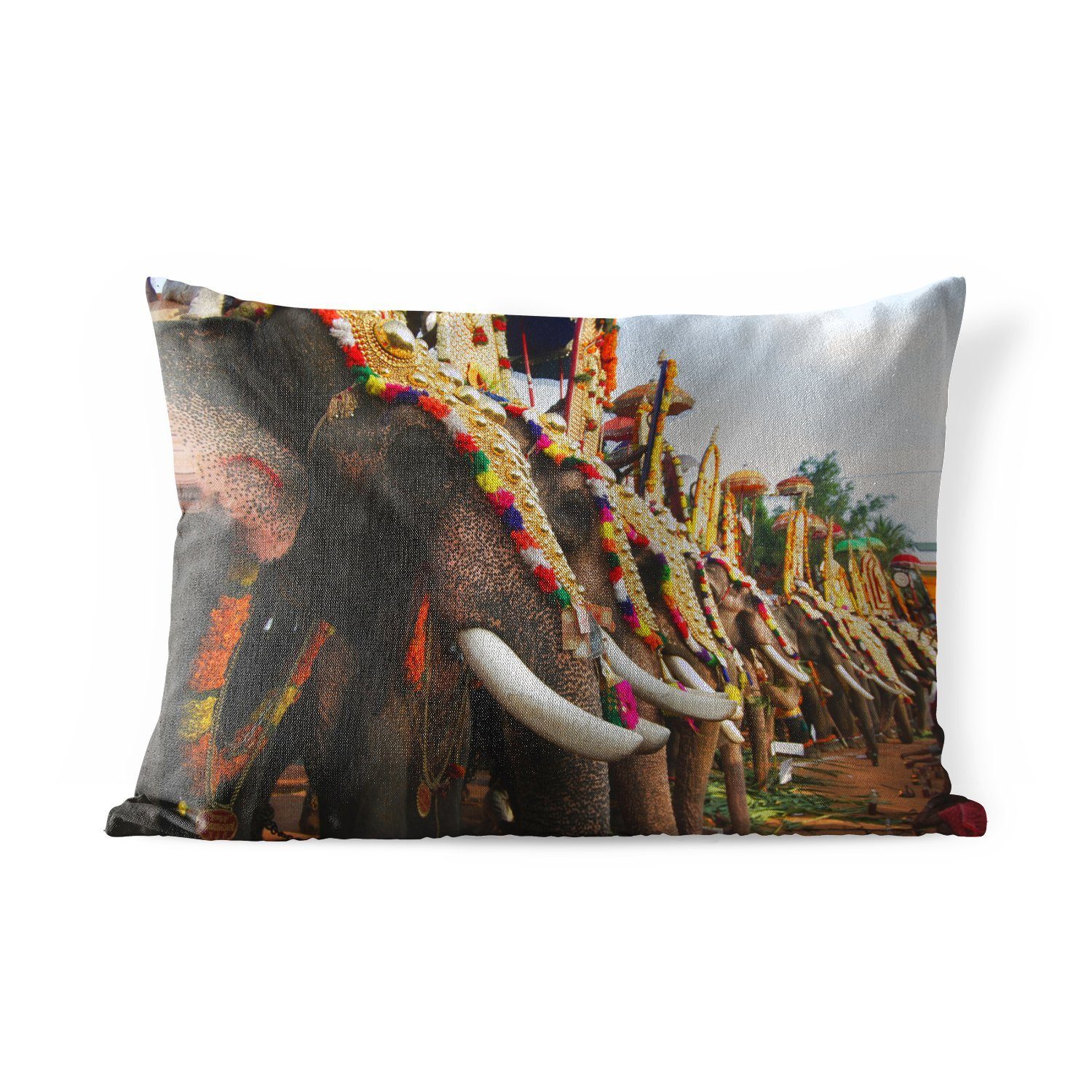 Elefant Polyester, Dekokissen Parade MuchoWow Outdoor-Dekorationskissen, Kissenhülle Tiere, - Dekokissenbezug, -