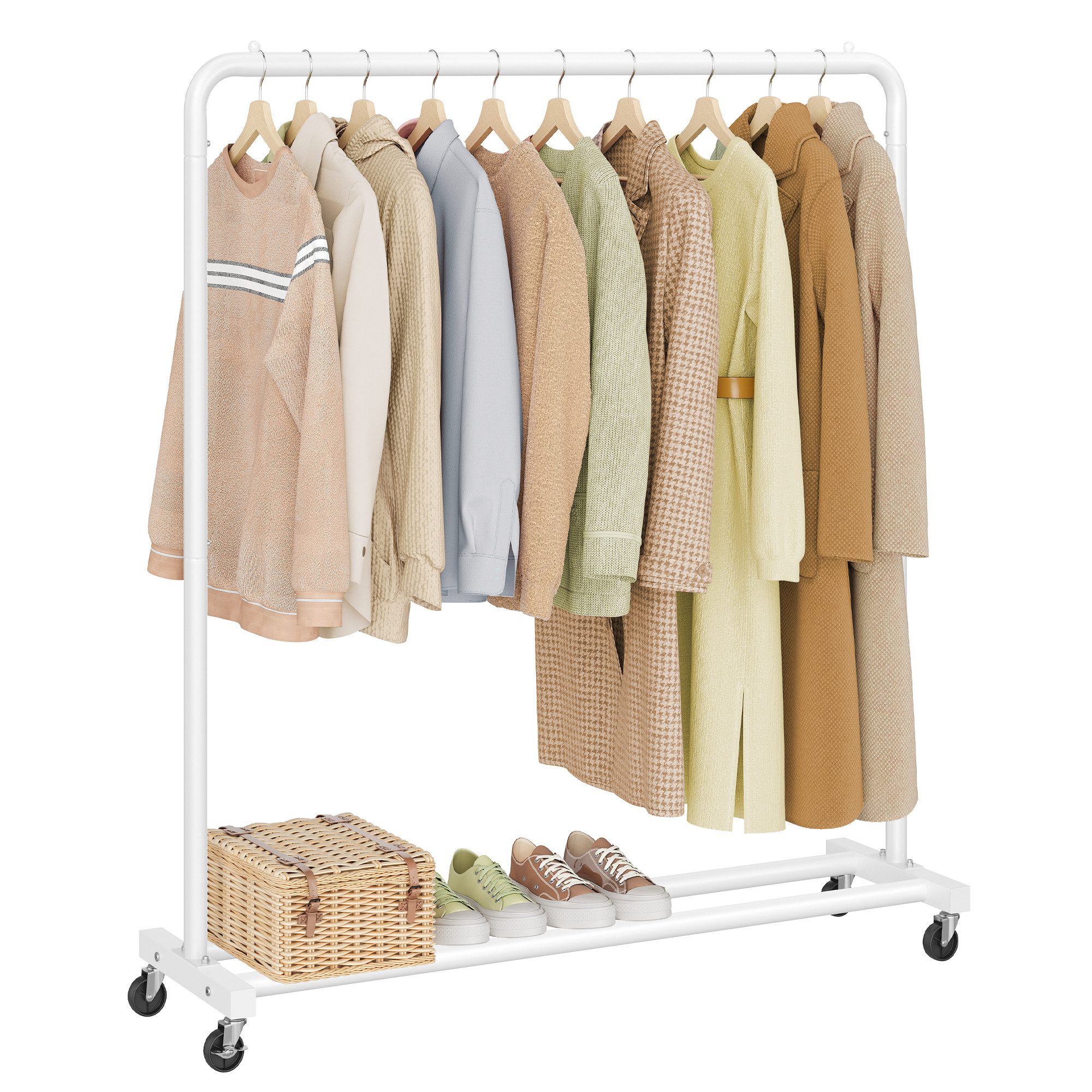 SONGMICS Kleiderständer, Kleiderstange auf Rollen, Garderobenständer