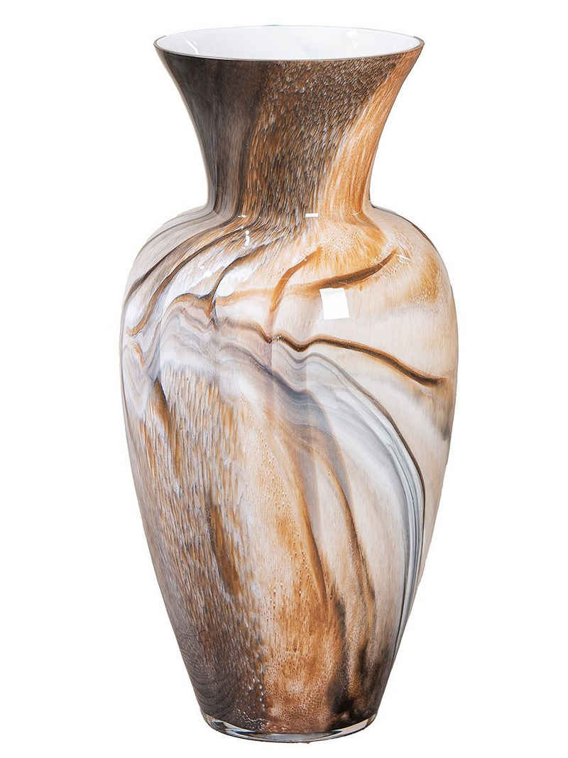 GILDE Bodenvase Glasart, Vase, groß, "Draga", Glas, braun H65cm