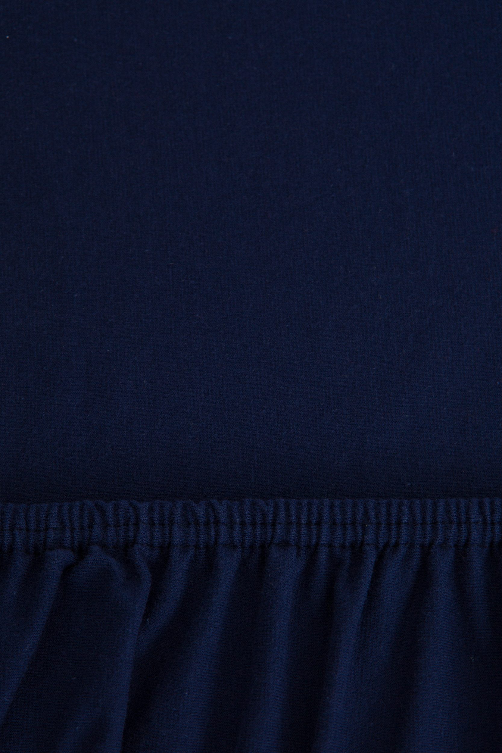 r-up Spannbettlaken Prima 90x200 bis 220x240 erhältlich! 160 g/m², Baumwolle, Gummizug: fest eingenähtes dauerelastisches Rundumgummi, (1 Stück), (90x200-100x220, 15-35cm Matratzenhöhe, dunkelblau)