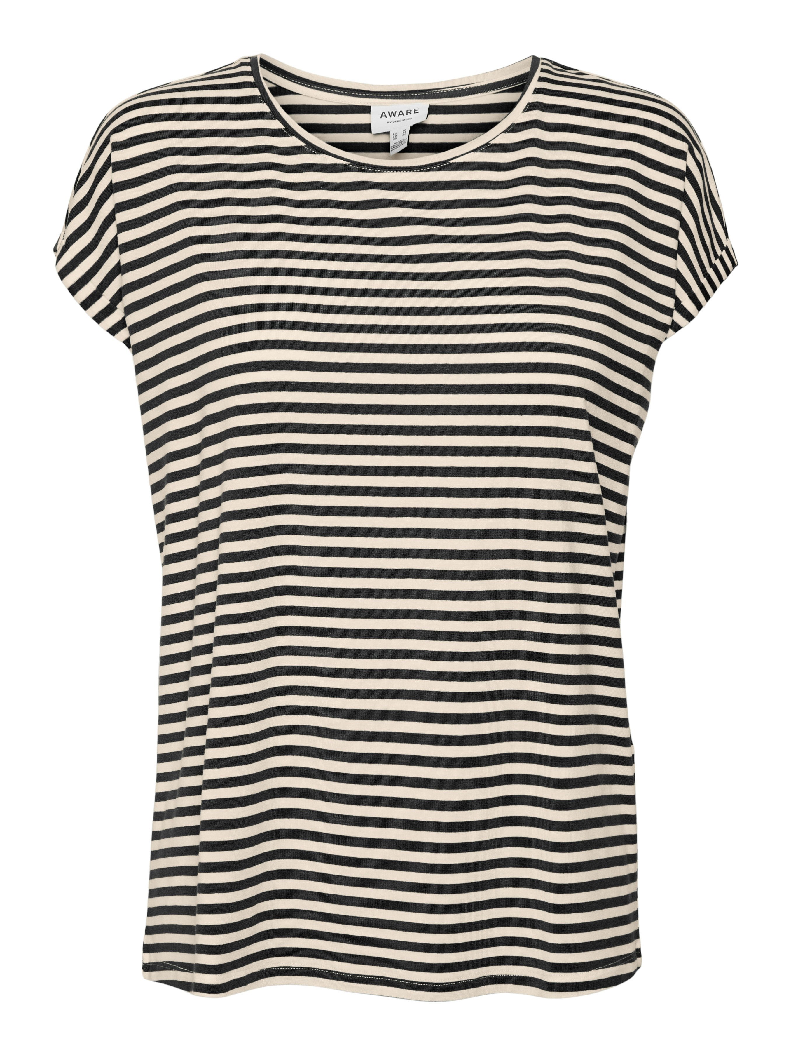 Rundhalsshirt VMAVA PLAIN SS TOP STRIPE GA JRS NOOS