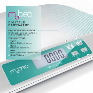 MyBeo Personenwaage, Digitale Babywaage mit Display, 50g - 20kg, Säuglingswaage, Tierwaage
