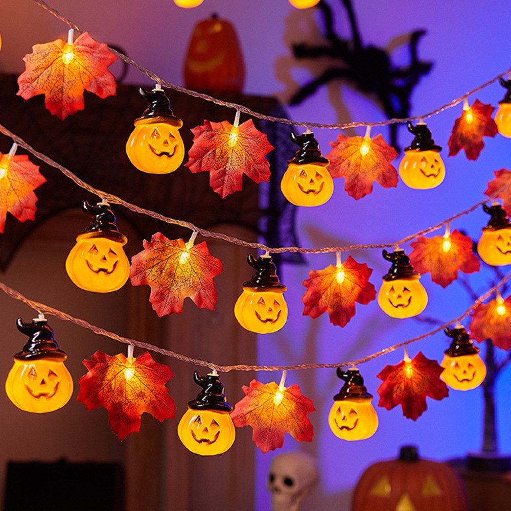 nsihing LED-Lichterkette 3M 20LED Halloween Deko Herbst Ahornblatt Girlande Lichterkette, für Halloween Theme Erntedankfest Weihnachtsfeiern – Bild 2 von 5