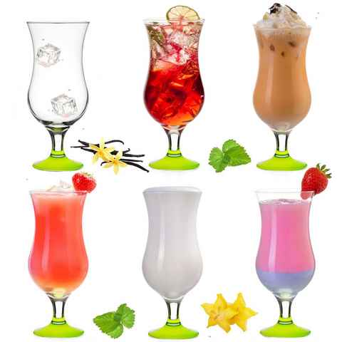 PLATINUX Cocktailglas Cocktailgläser Grün, Glas, 400ml (max 470ml) Longdrinkgläser Partygläser Milkshake Hurricane