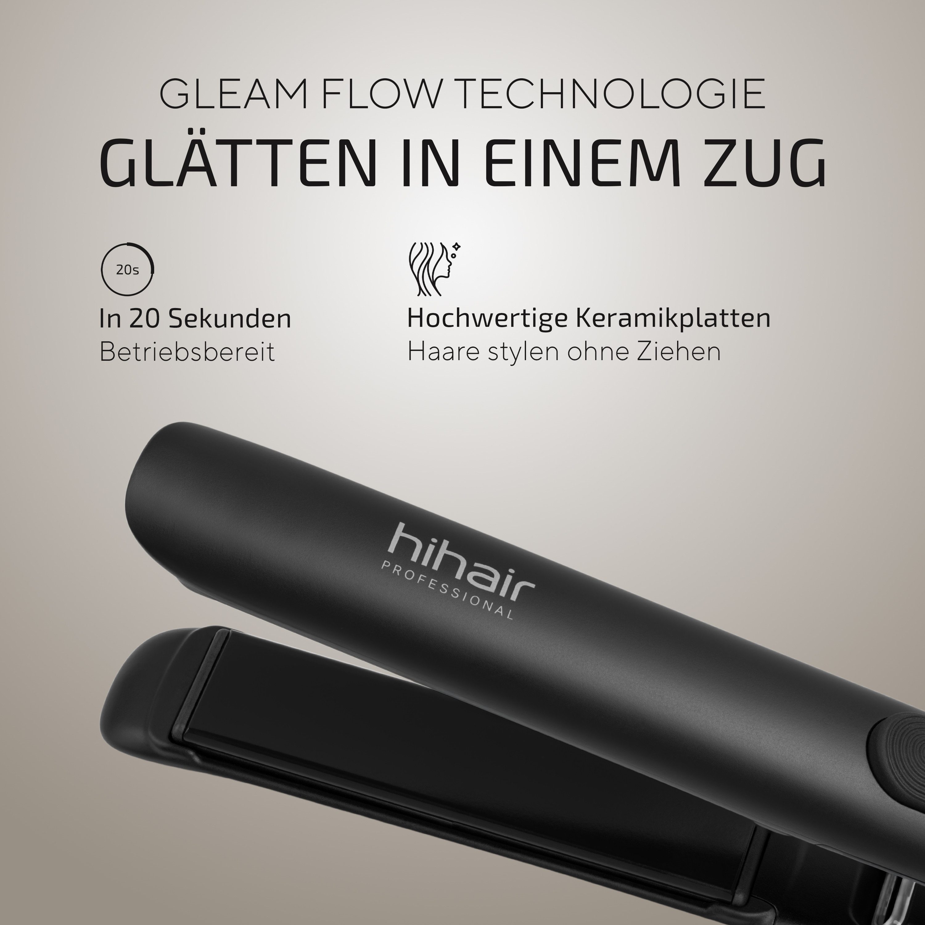 hihair Glätteisen Lunéa One – Haarglätter Testsieger 2026* – 100 Tage risikofrei testen Keramik, LCD Display, Druckknopf, Gleam Flow Technologie, 2,5 m langes K – Bild 4 von 5
