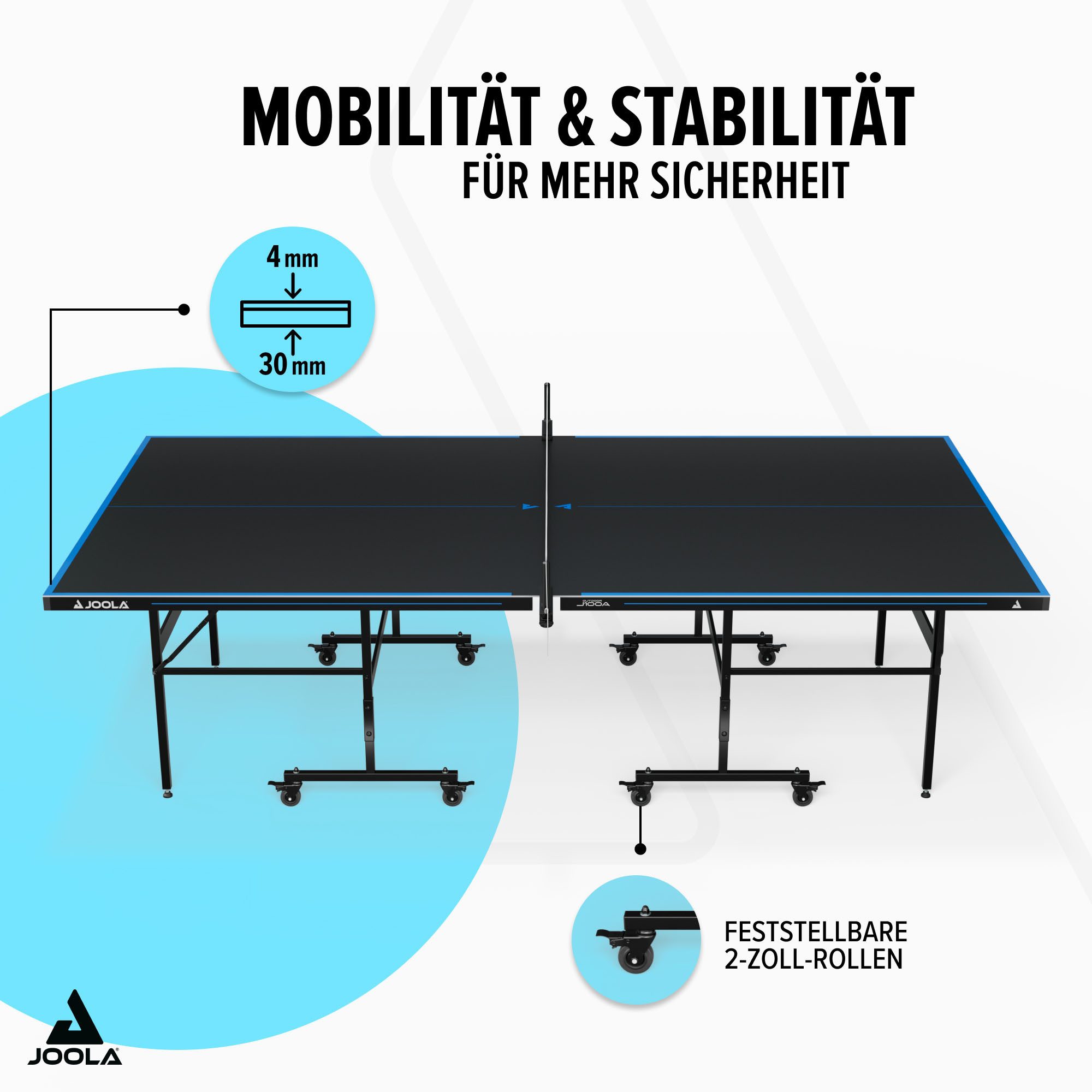 Joola Tischtennisplatte Outdoor J100A (Packung), wetterfest, klappbares Untergestell, inkl. Netz – Bild 3 von 5