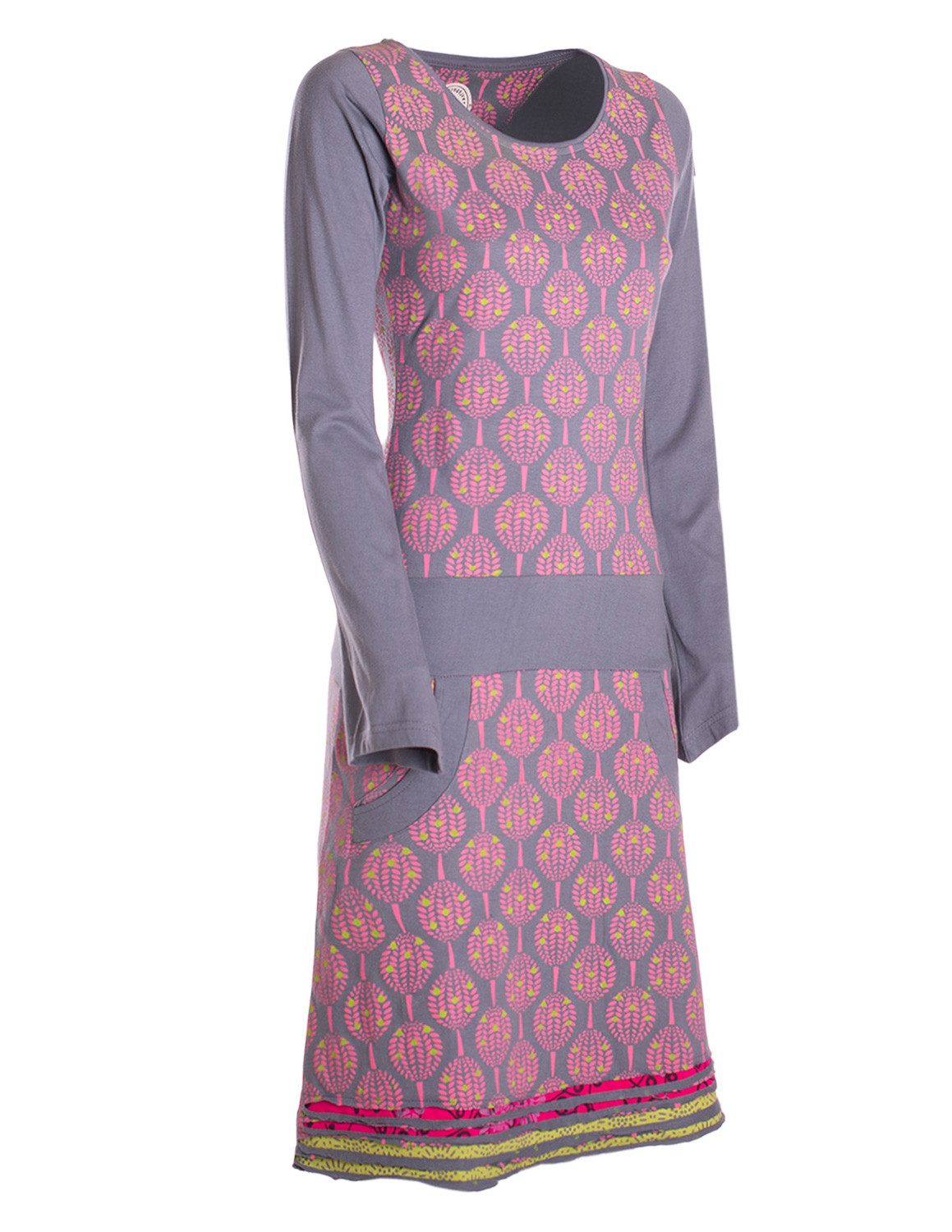 Vishes Jerseykleid Damen knielanges Kleid Baumwolle geometrisch A-Linie mit Taschen Alternative Bekleidung, Ethno, Hippie, Retro Style – Bild 4 von 4