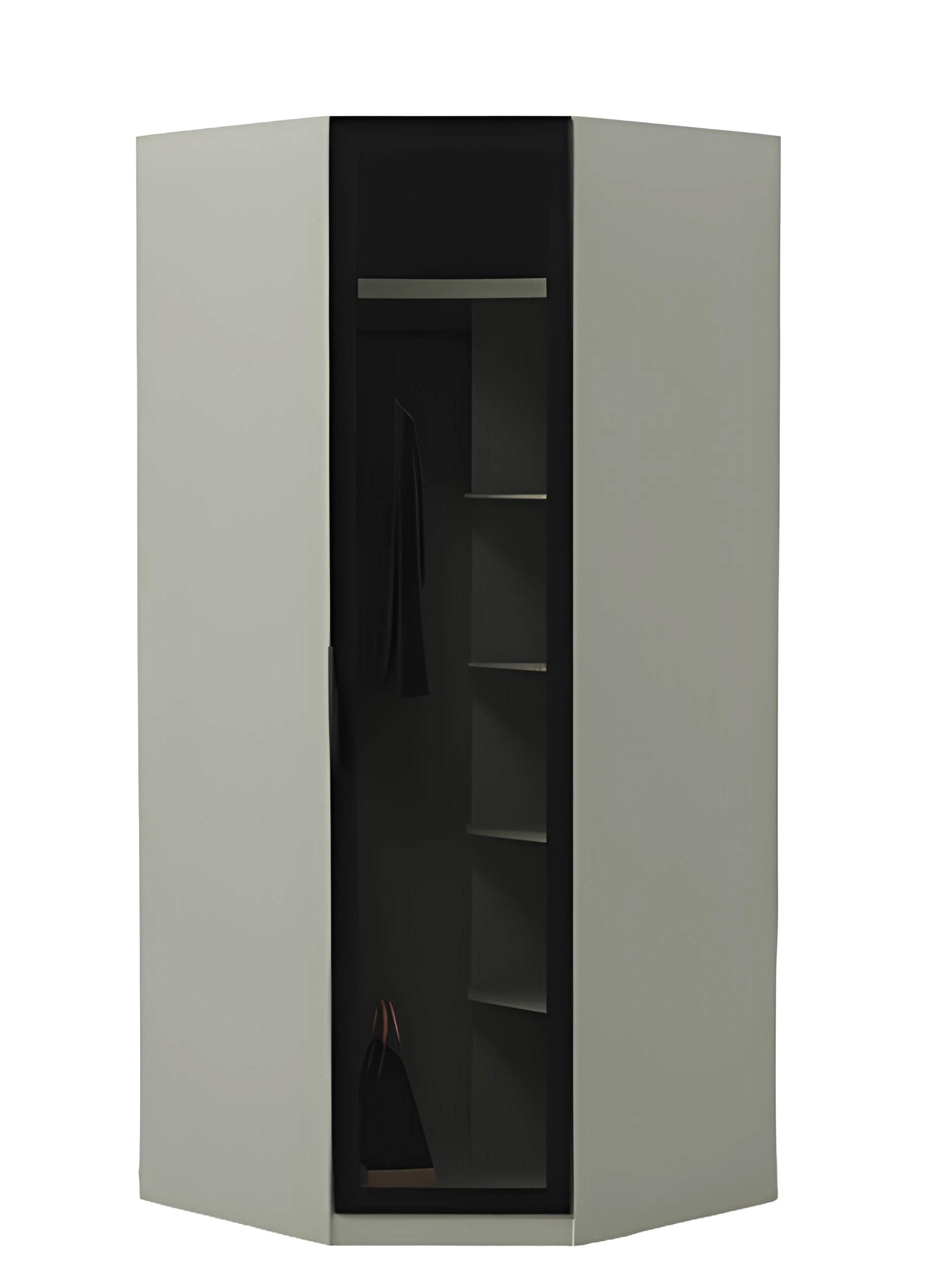 Eckschrank Eck-Kleiderschrank mit Glasschiebetüren und Stauraum für Kleidung -