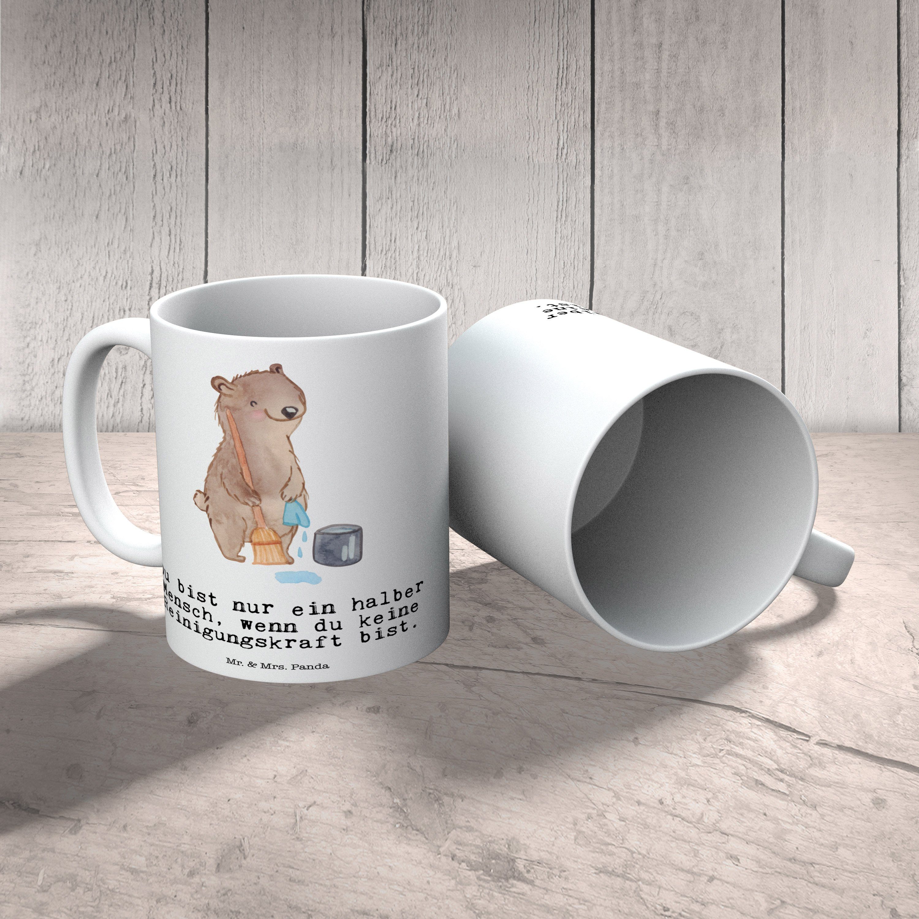 Mr. & Mrs. Panda - Herz Tasse Reinigungskraft Keramik - Sprüche, Weiß Teetasse, Geschenk, mit Tasse
