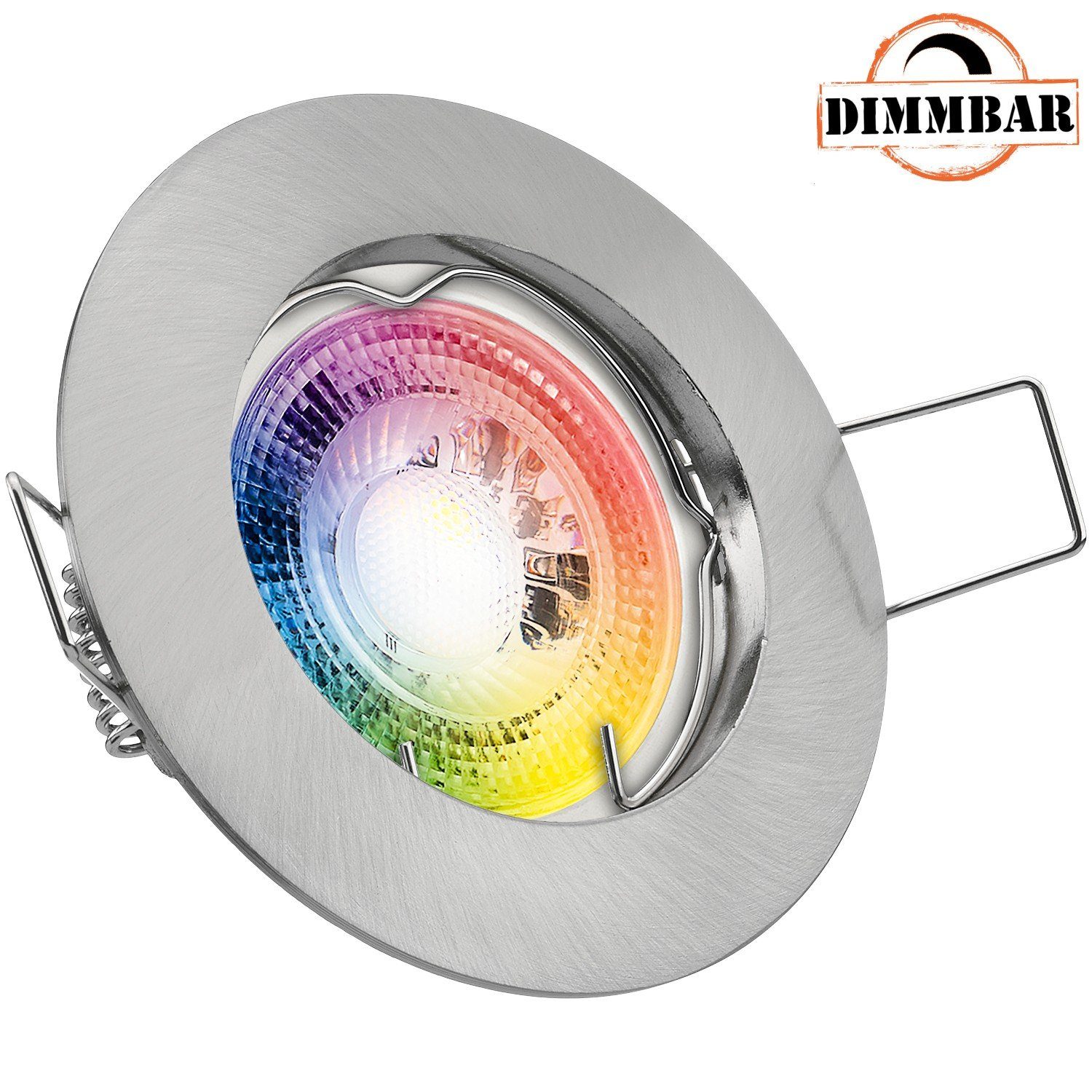 LEDANDO LED Einbaustrahler RGB LED Einbaustrahler Set GU10 in edelstahl / silber gebürstet mit 3W | Strahler