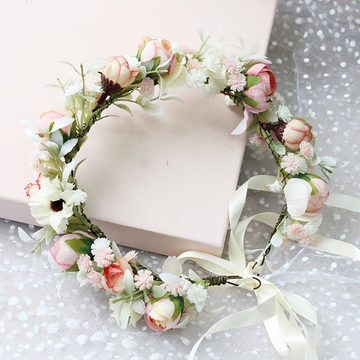 GLAMO Diadem Hochzeit Haarschmuck Faux Rose Haarbänder für Mädchen, Blumenmädchen