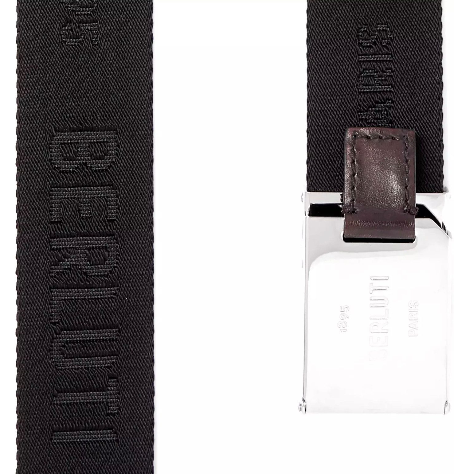 Berluti Stoffgürtel Gürtel mit Lederbesatz und Jacquard-Webmuster Hergestellt in Italien